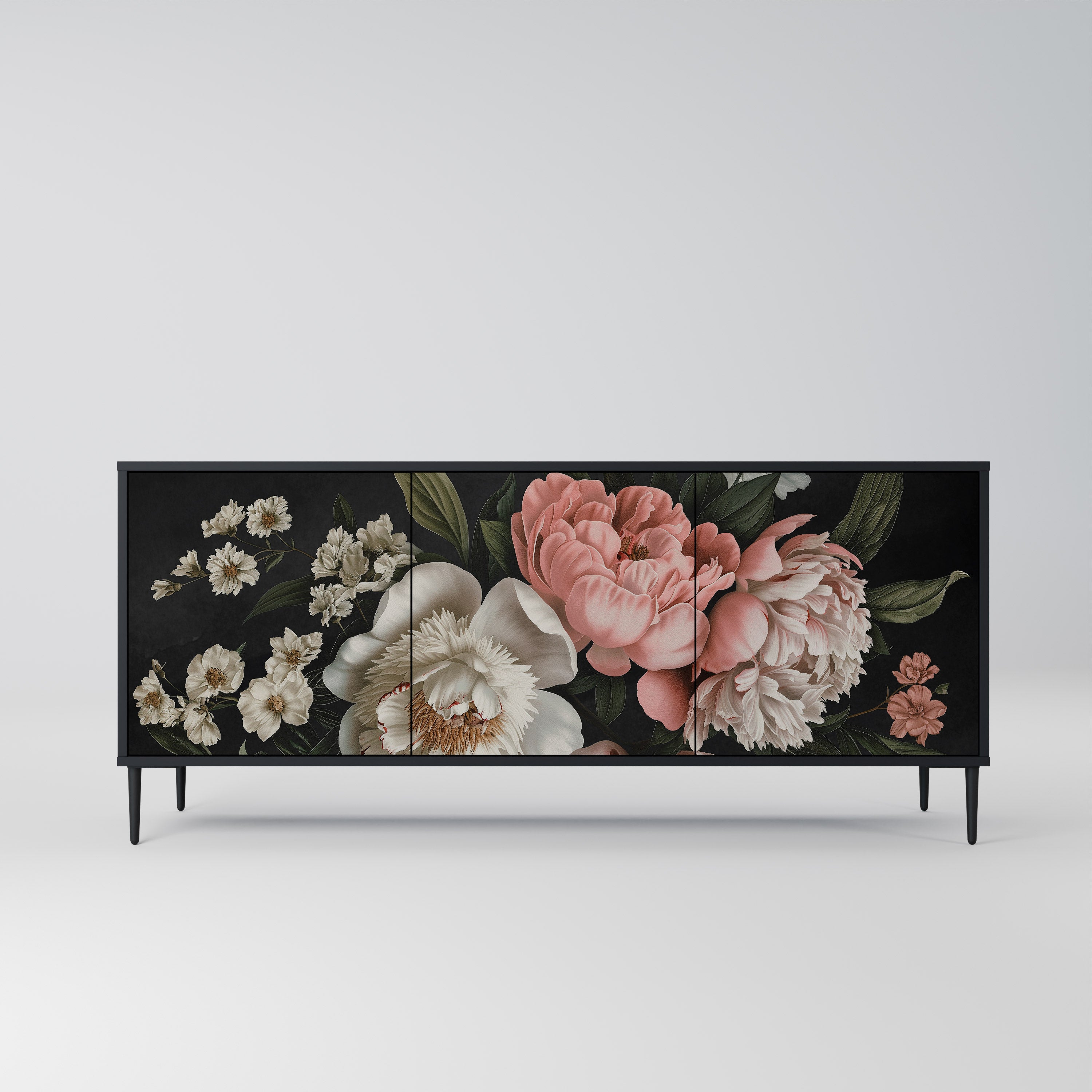 LUSH ELEGANCE 3-Door Sideboard in Black Finish