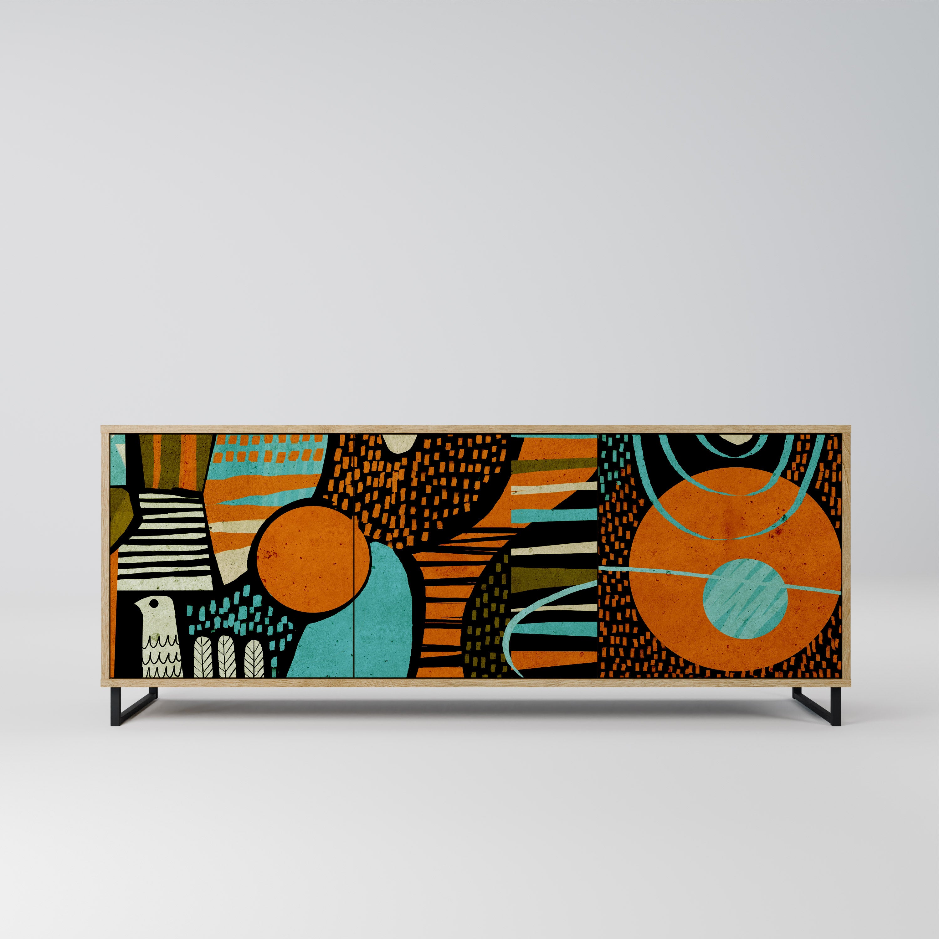 GEODE GLIMMER 3-Door Sideboard in Oak Effect