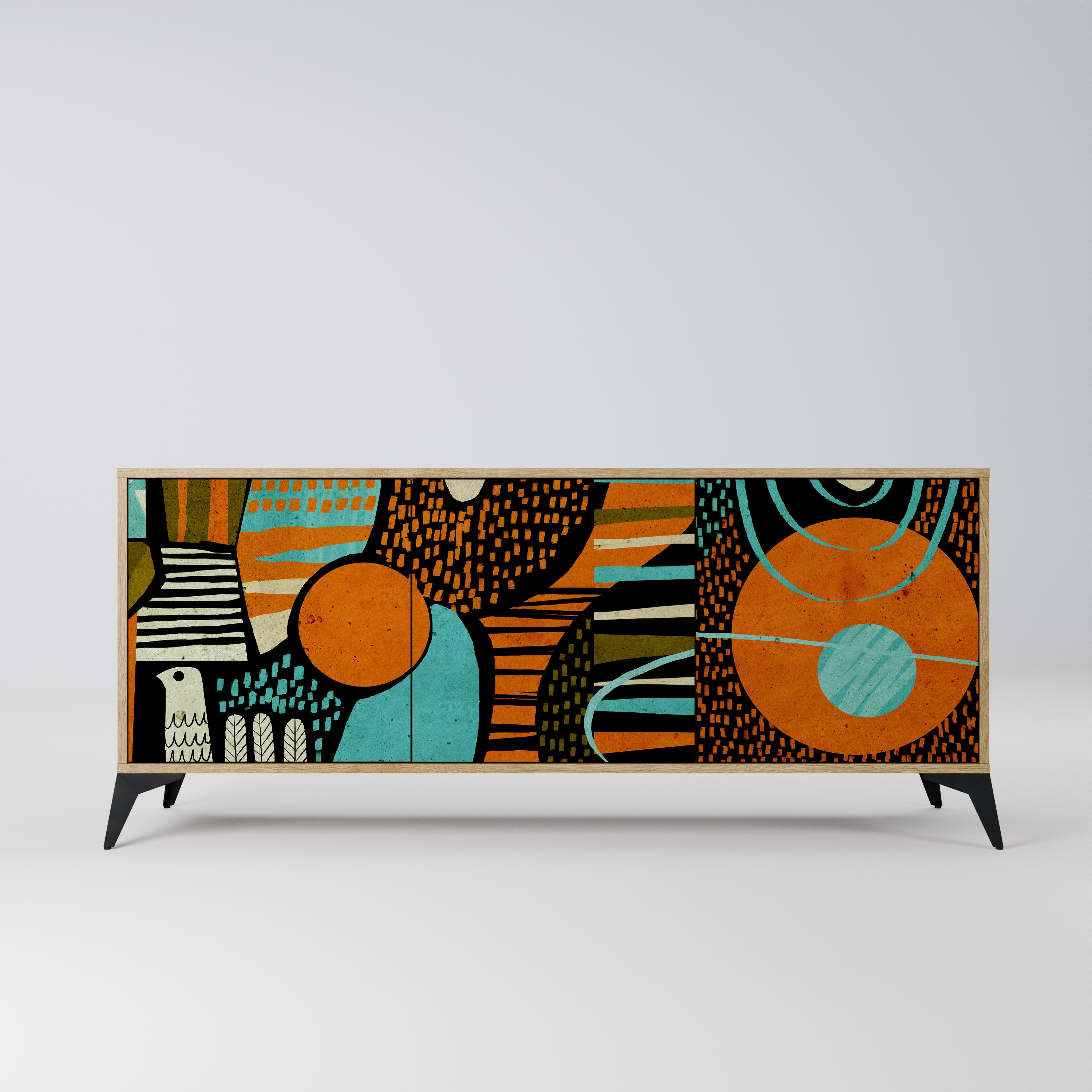 GEODE GLIMMER 3-Door Sideboard in Oak Effect