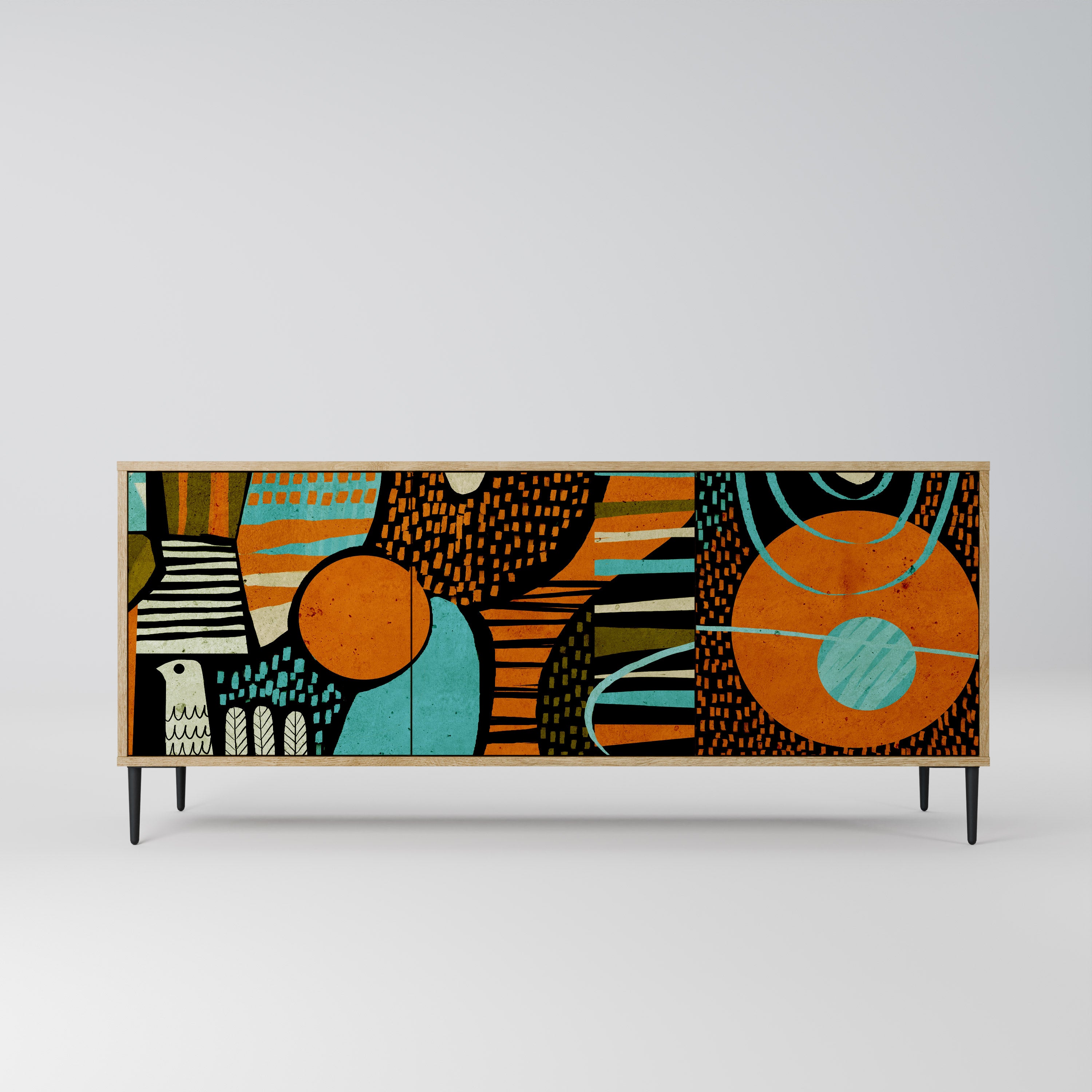GEODE GLIMMER 3-Door Sideboard in Oak Effect