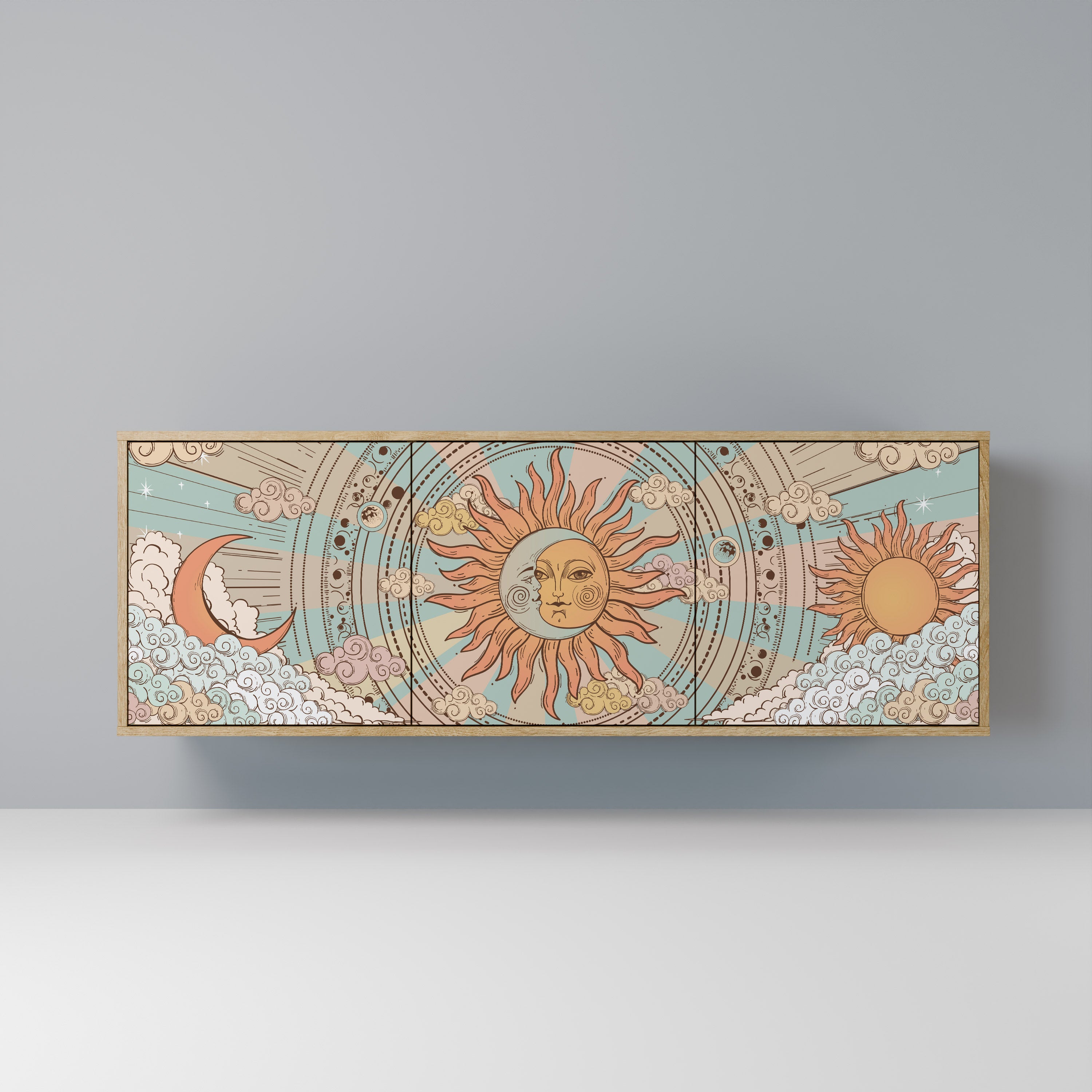 MYSTICAL STRUCTURE 3-Door Sideboard in Oak Effect