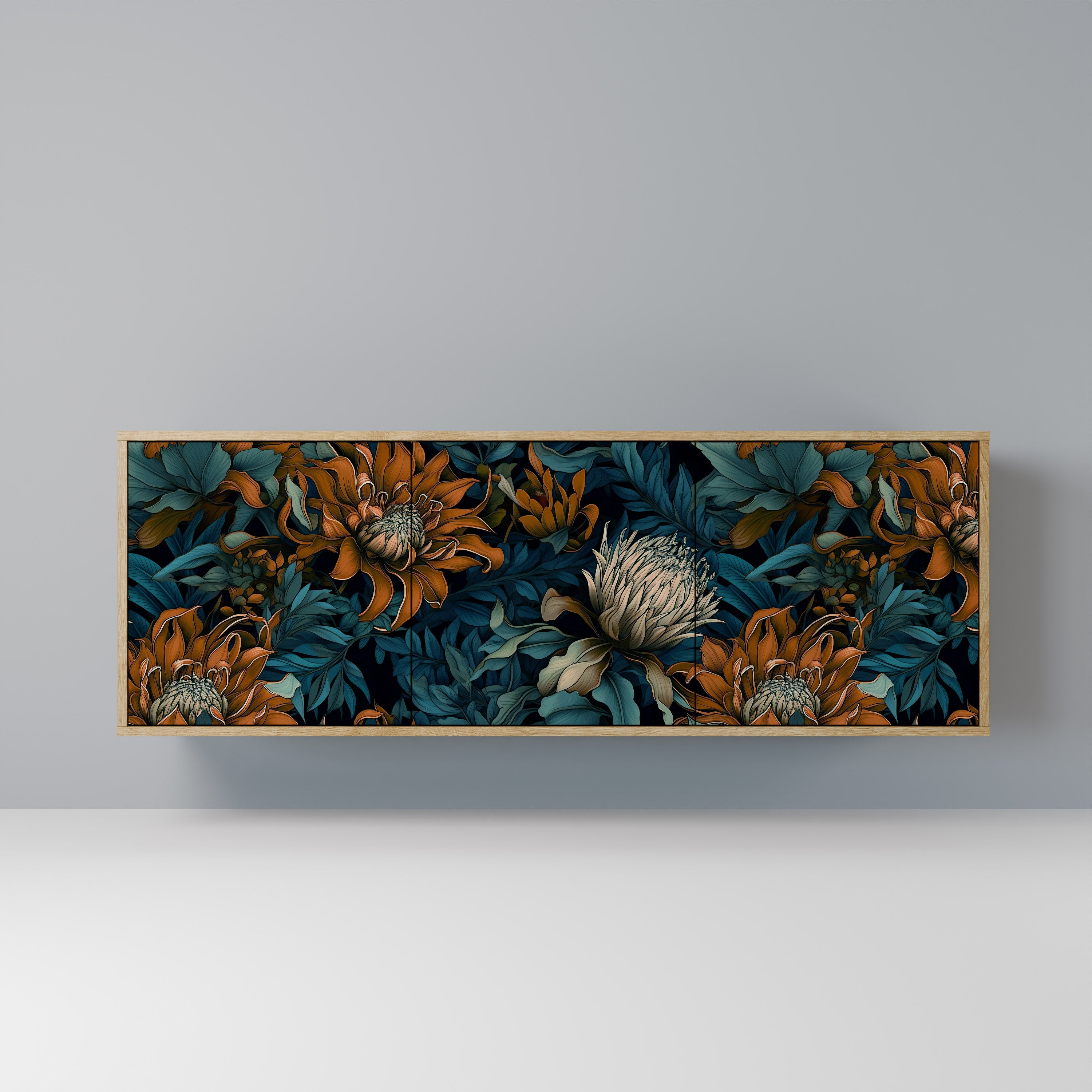 MORNING BLOOM 3-Door Sideboard in Oak Effect