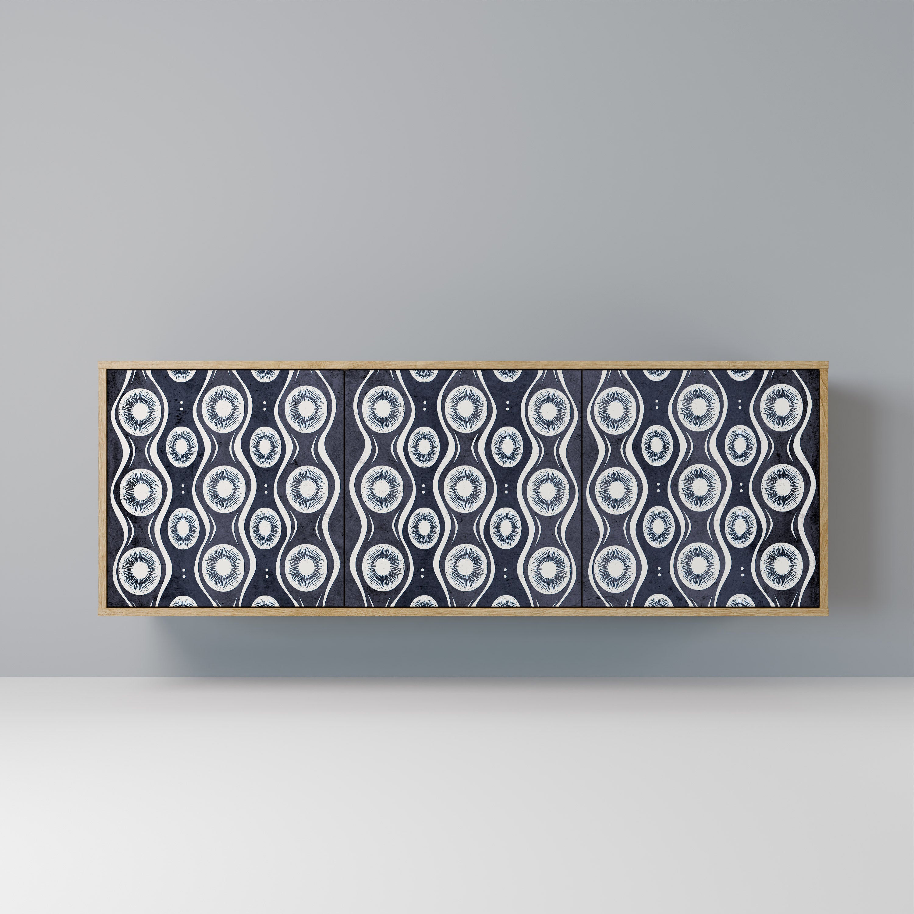 GRAPHITE EYES 3-Door Sideboard in Oak Effect