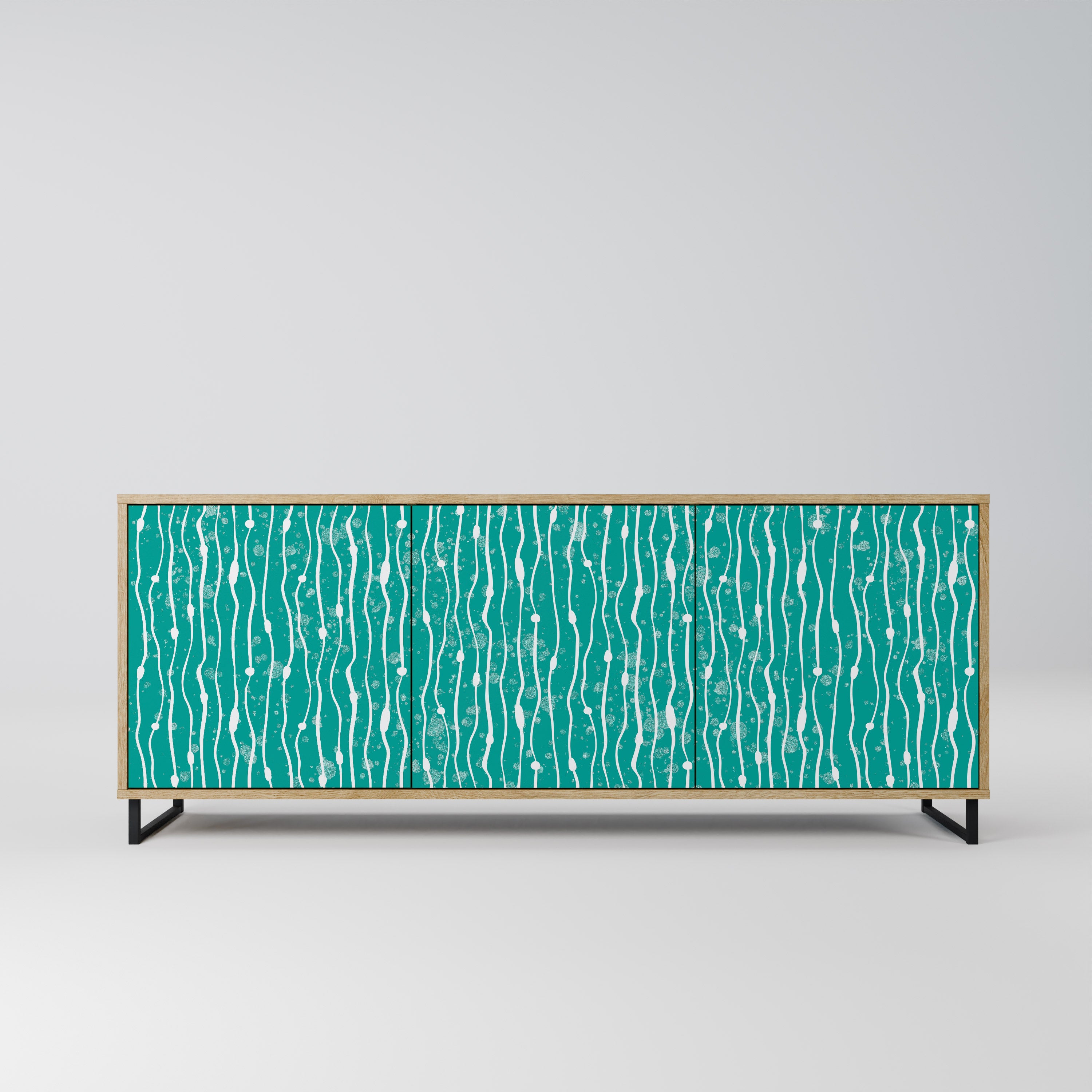 TURQUOISE RAIN 3-Door Sideboard in Oak Effect