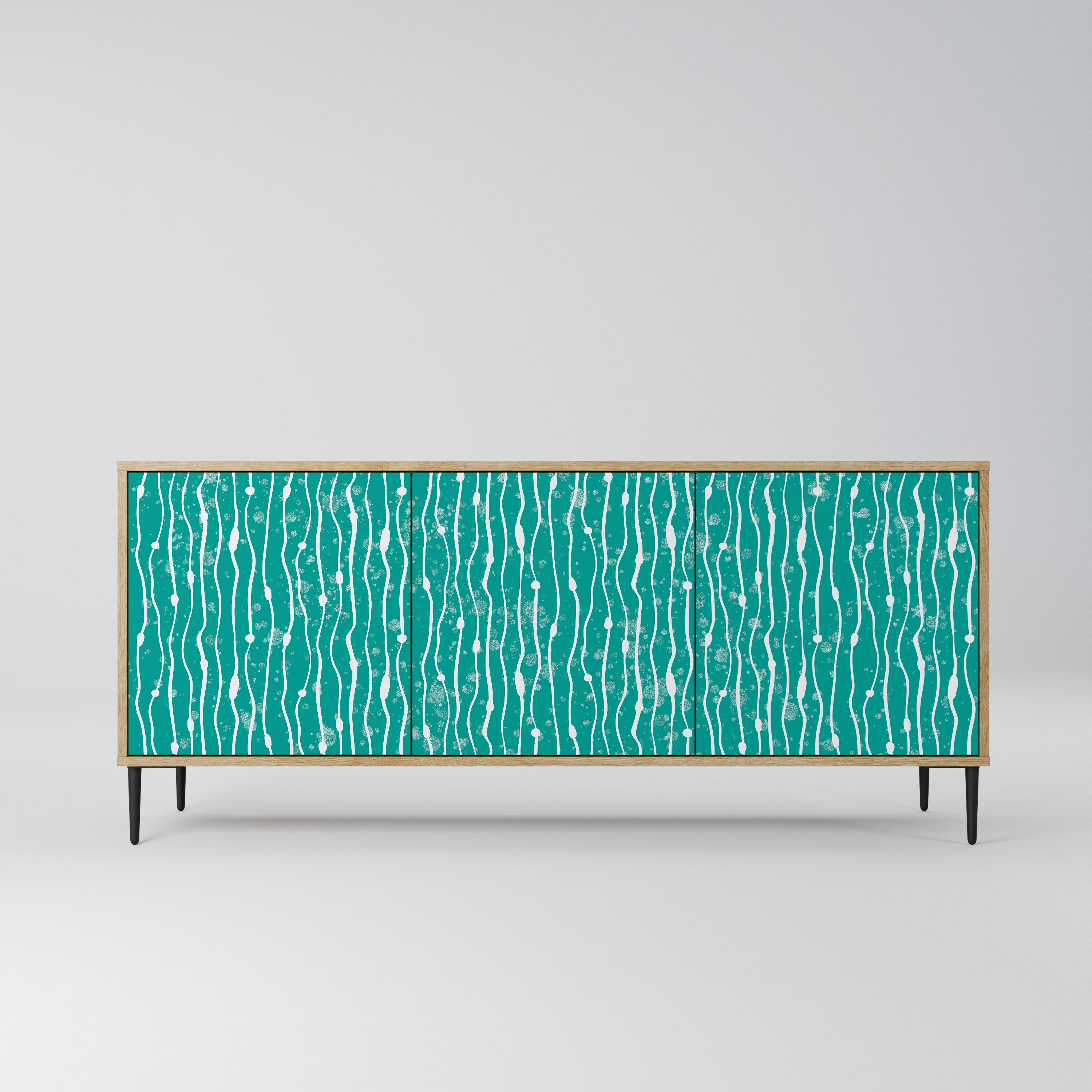 TURQUOISE RAIN 3-Door Sideboard in Oak Effect