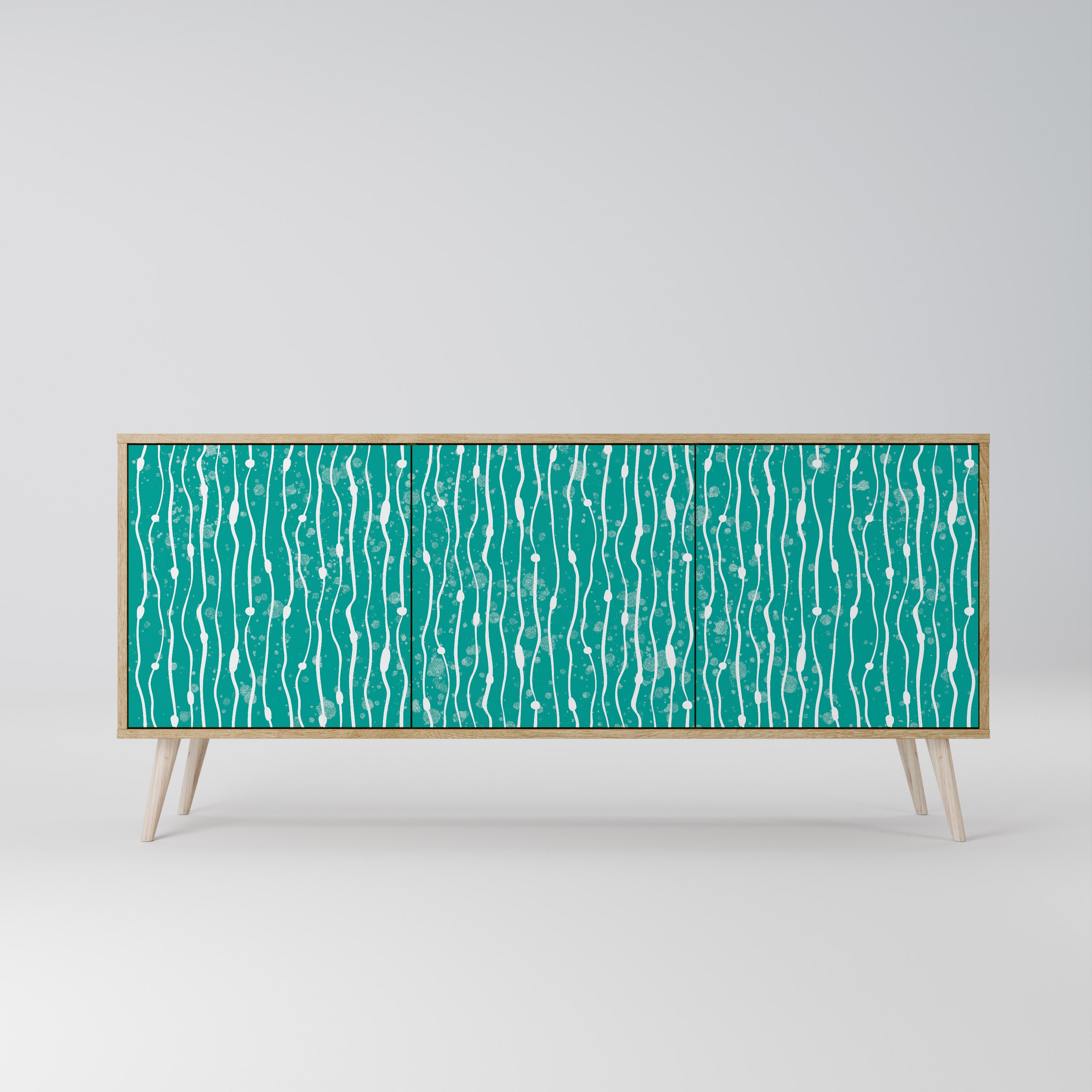 TURQUOISE RAIN 3-Door Sideboard in Oak Effect