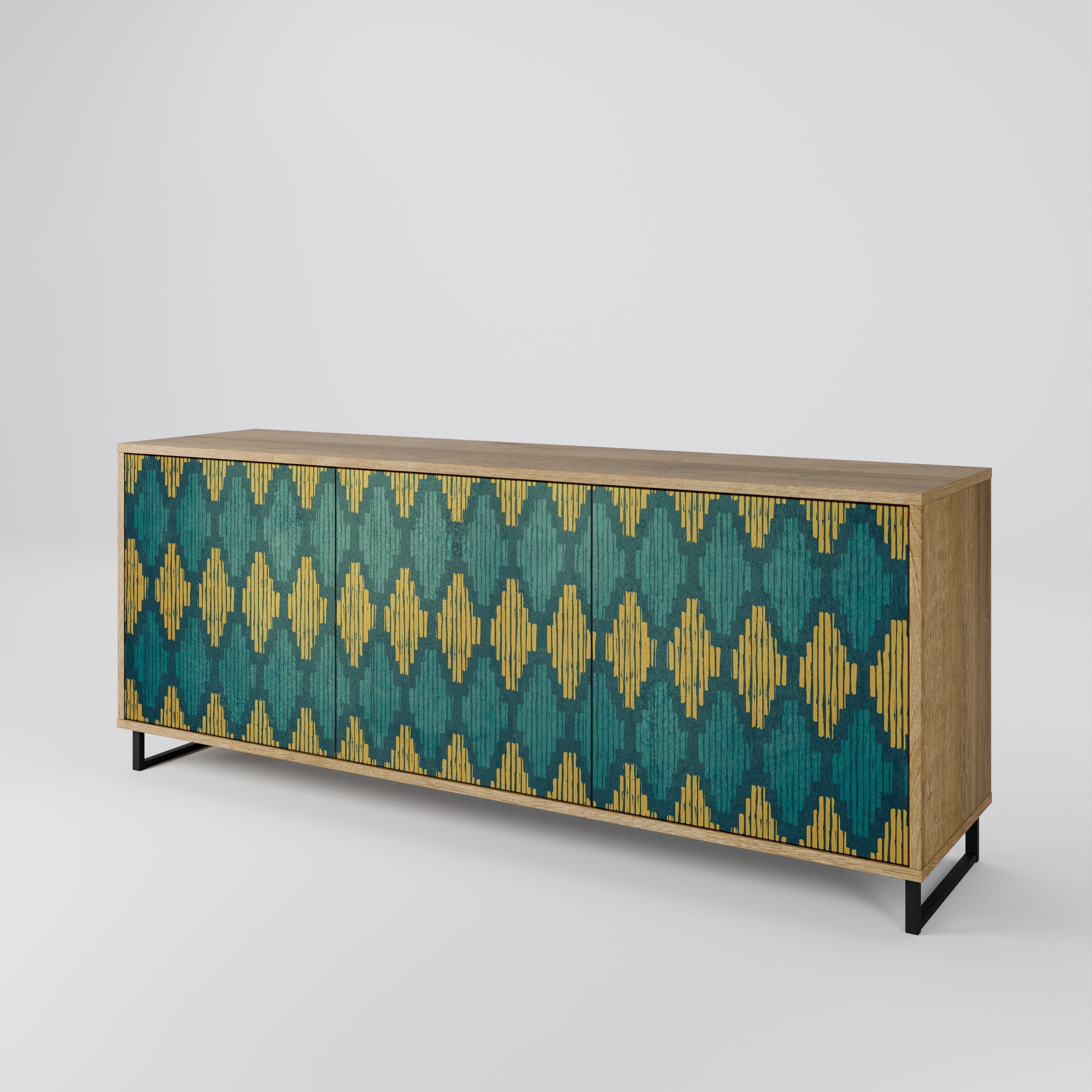POLYGONS 3-Door Sideboard in Oak Effect
