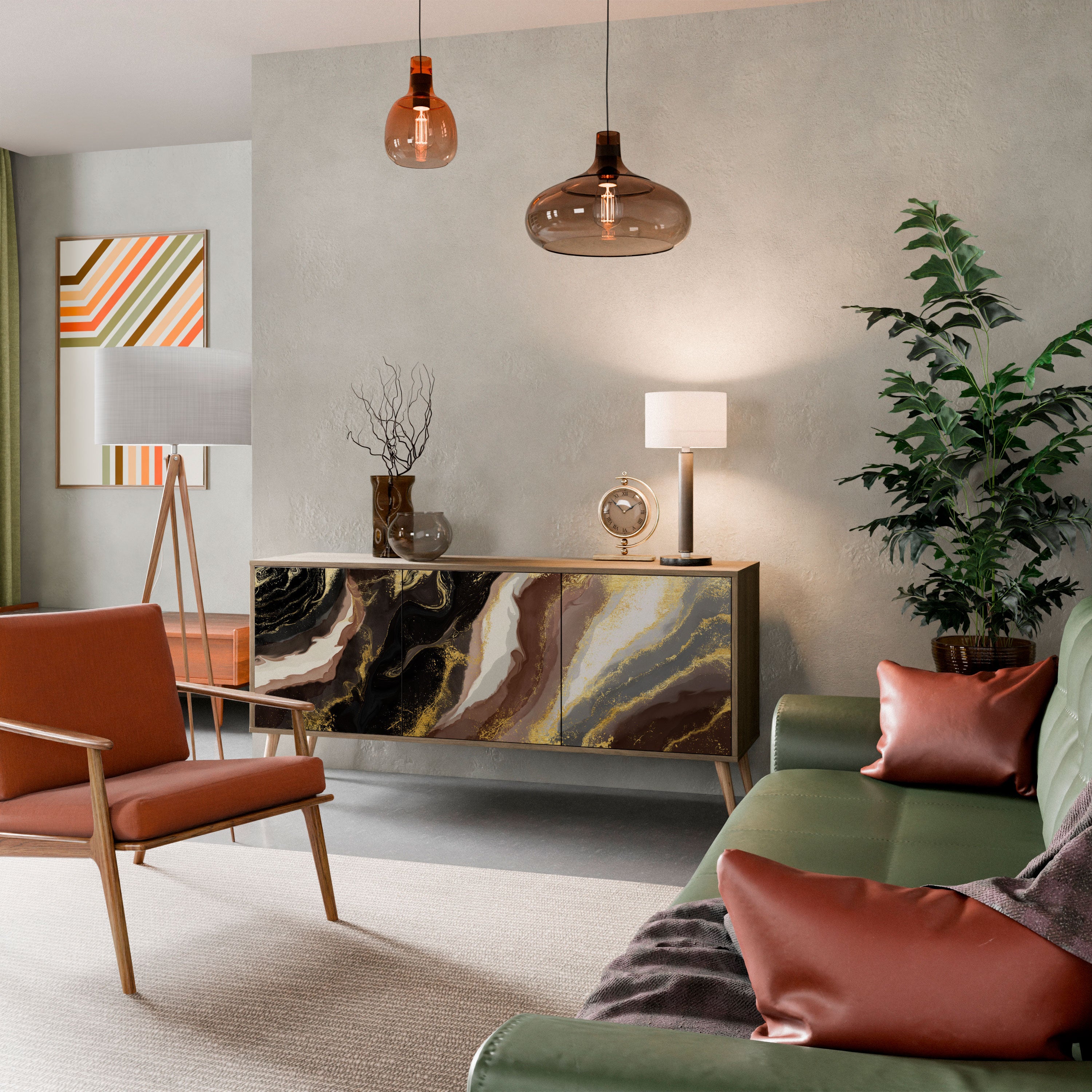 GOLD DUST 3-Door Sideboard in Oak Effect