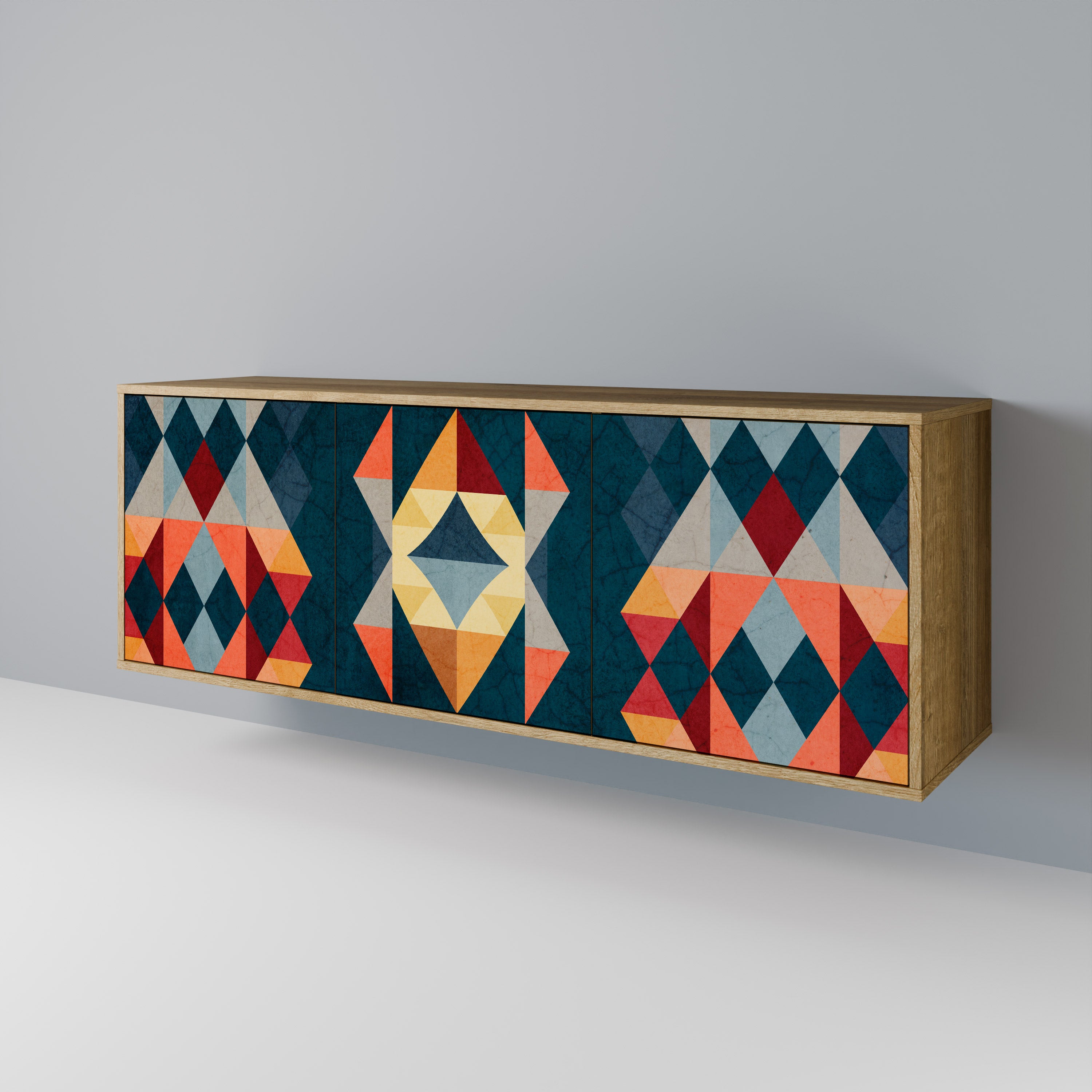 CRACKED ILLUSION 3-Door Sideboard in Oak Effect