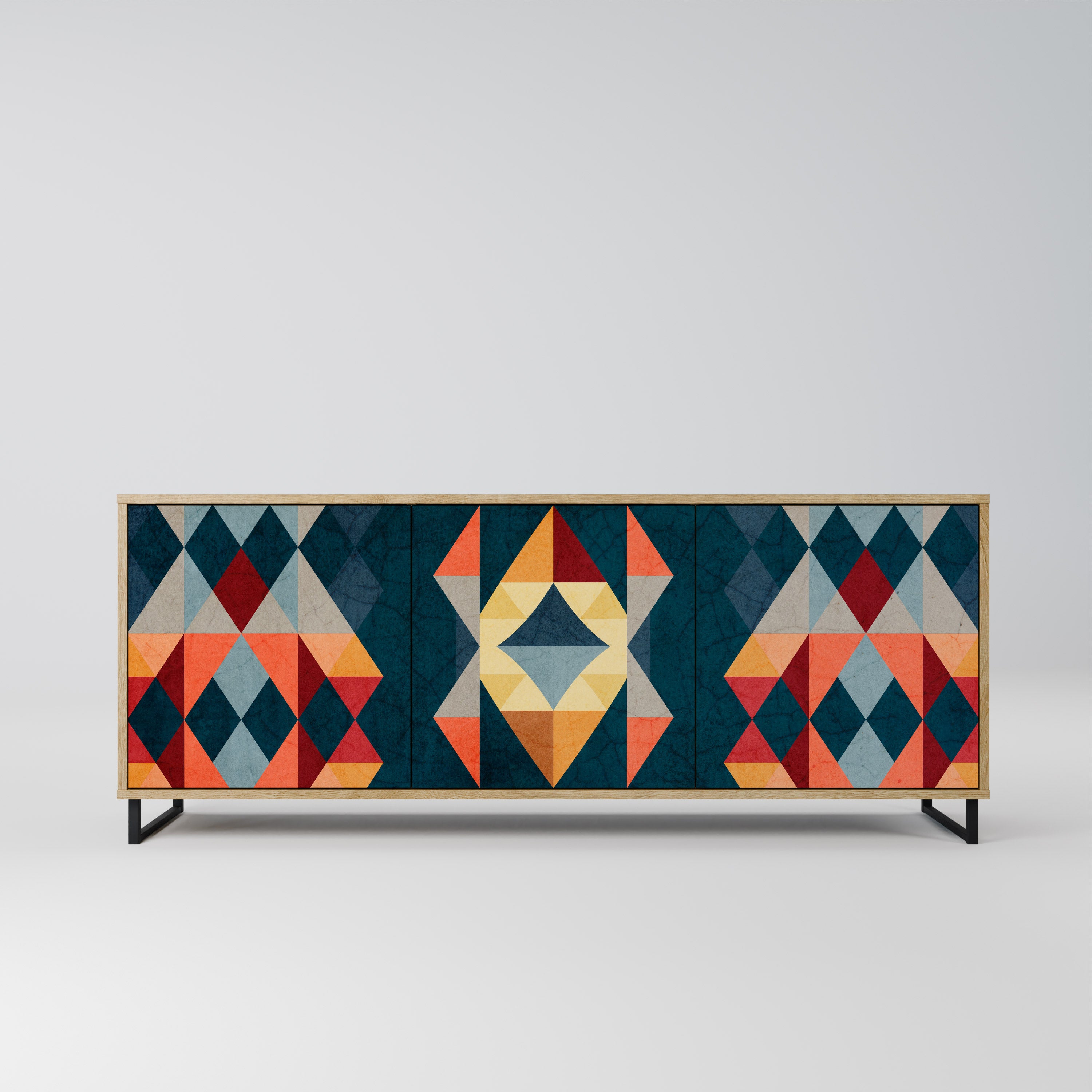 CRACKED ILLUSION 3-Door Sideboard in Oak Effect