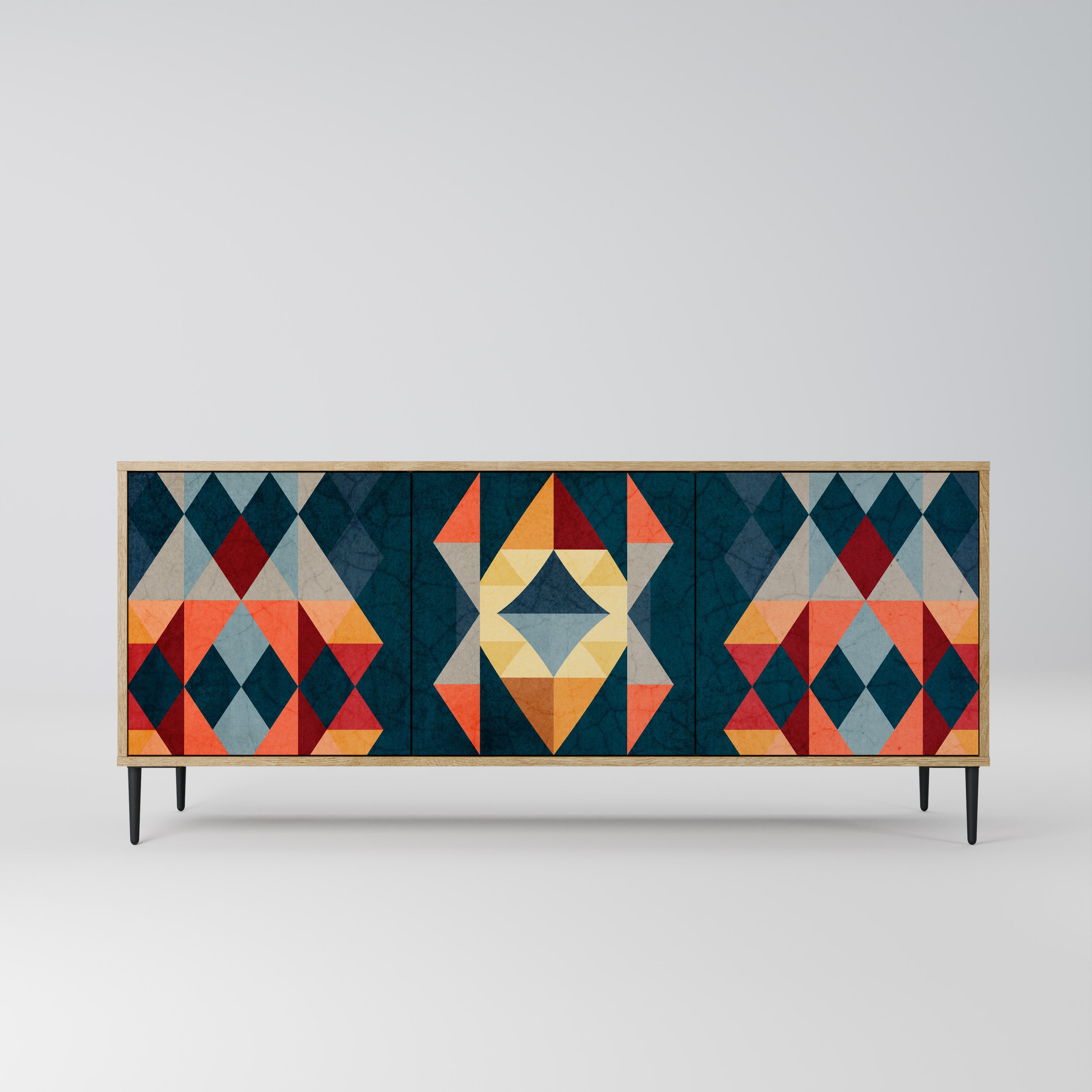 CRACKED ILLUSION 3-Door Sideboard in Oak Effect