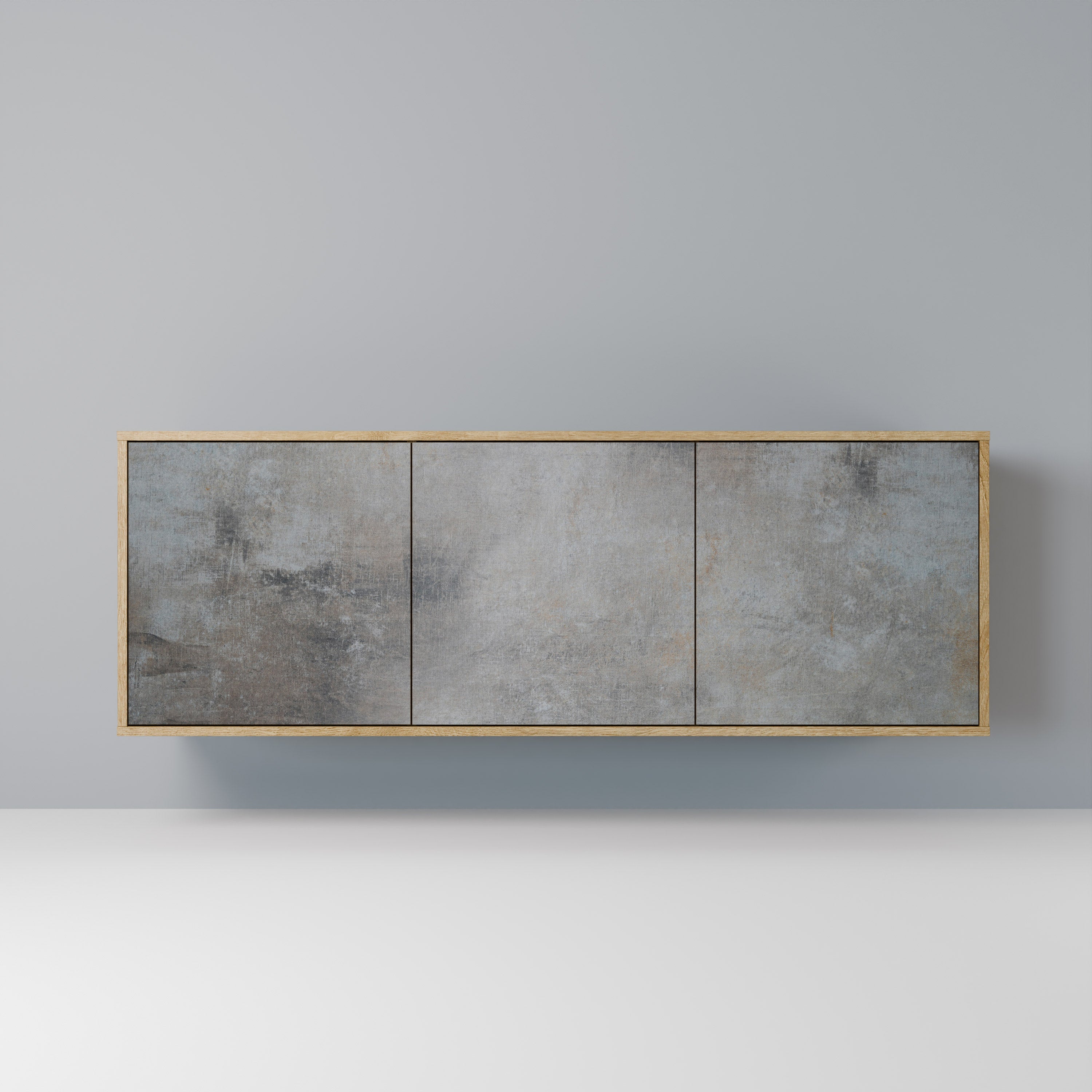 CONCRETE WALL 3-Door Sideboard in Oak Effect