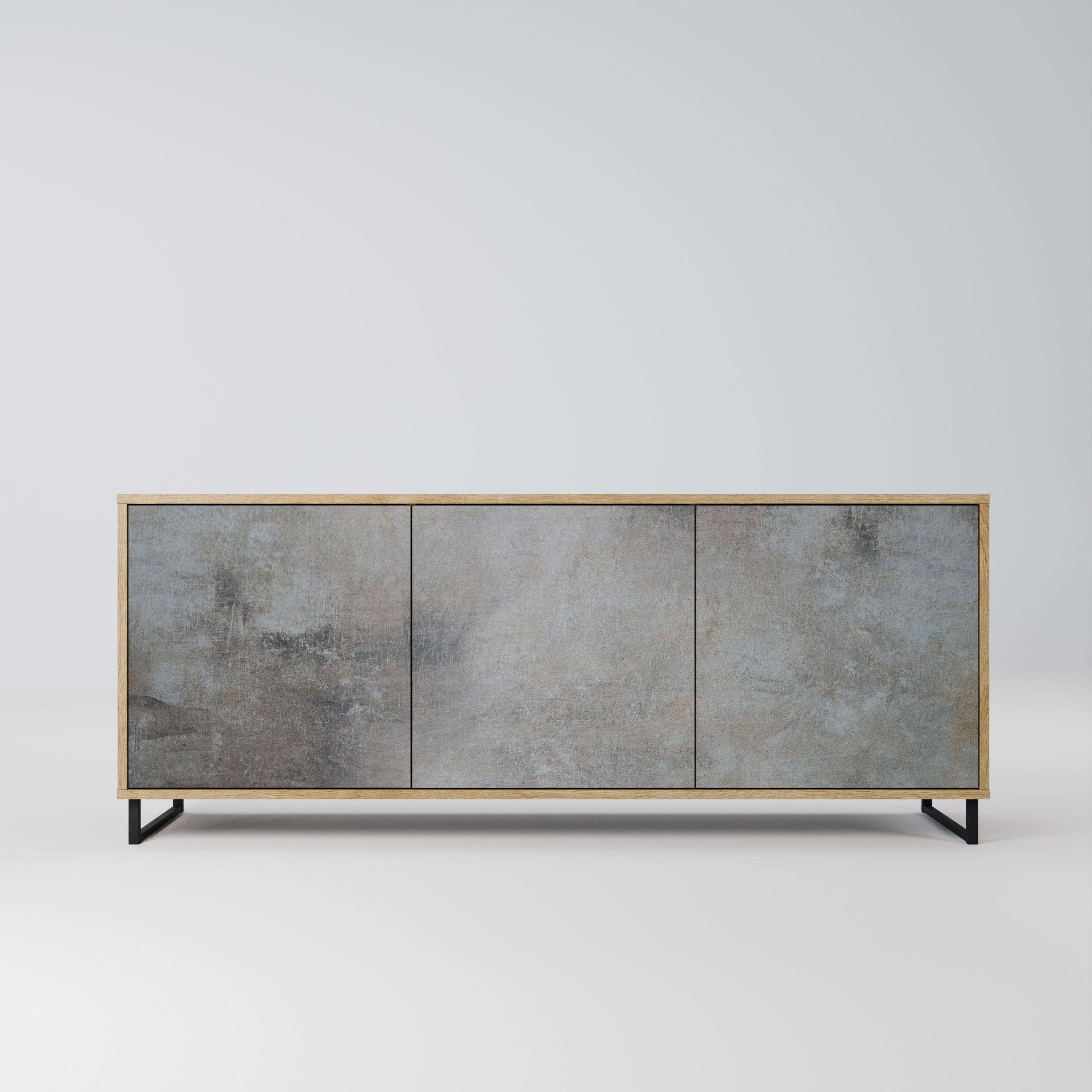 CONCRETE WALL 3-Door Sideboard in Oak Effect