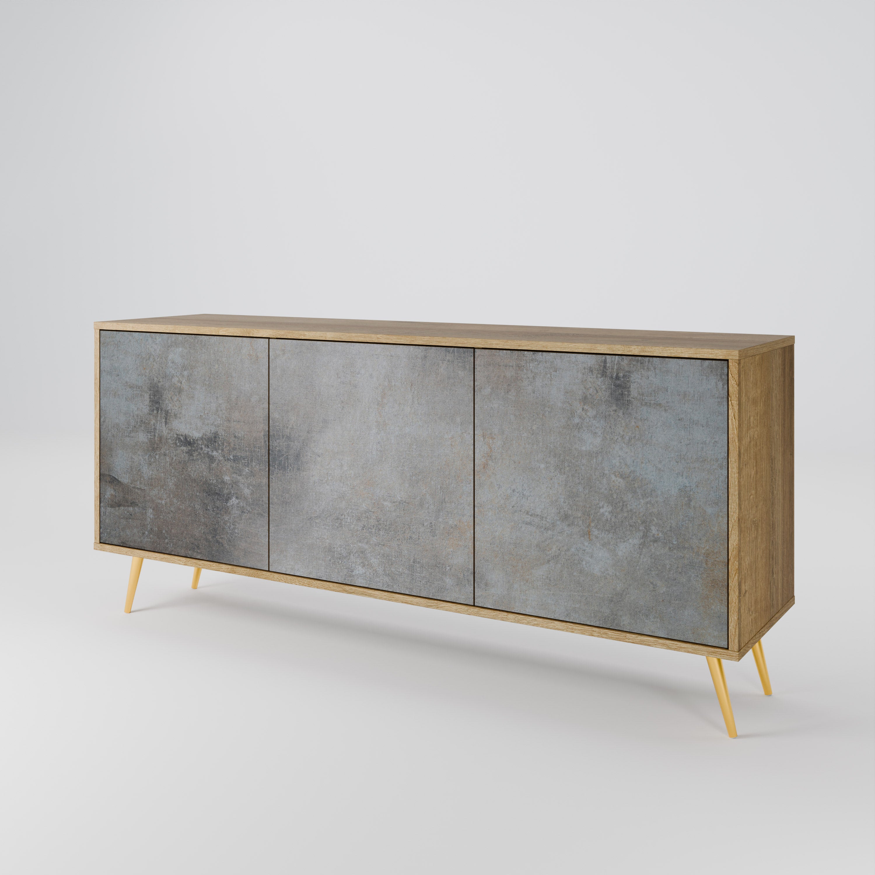 CONCRETE WALL 3-Door Sideboard in Oak Effect