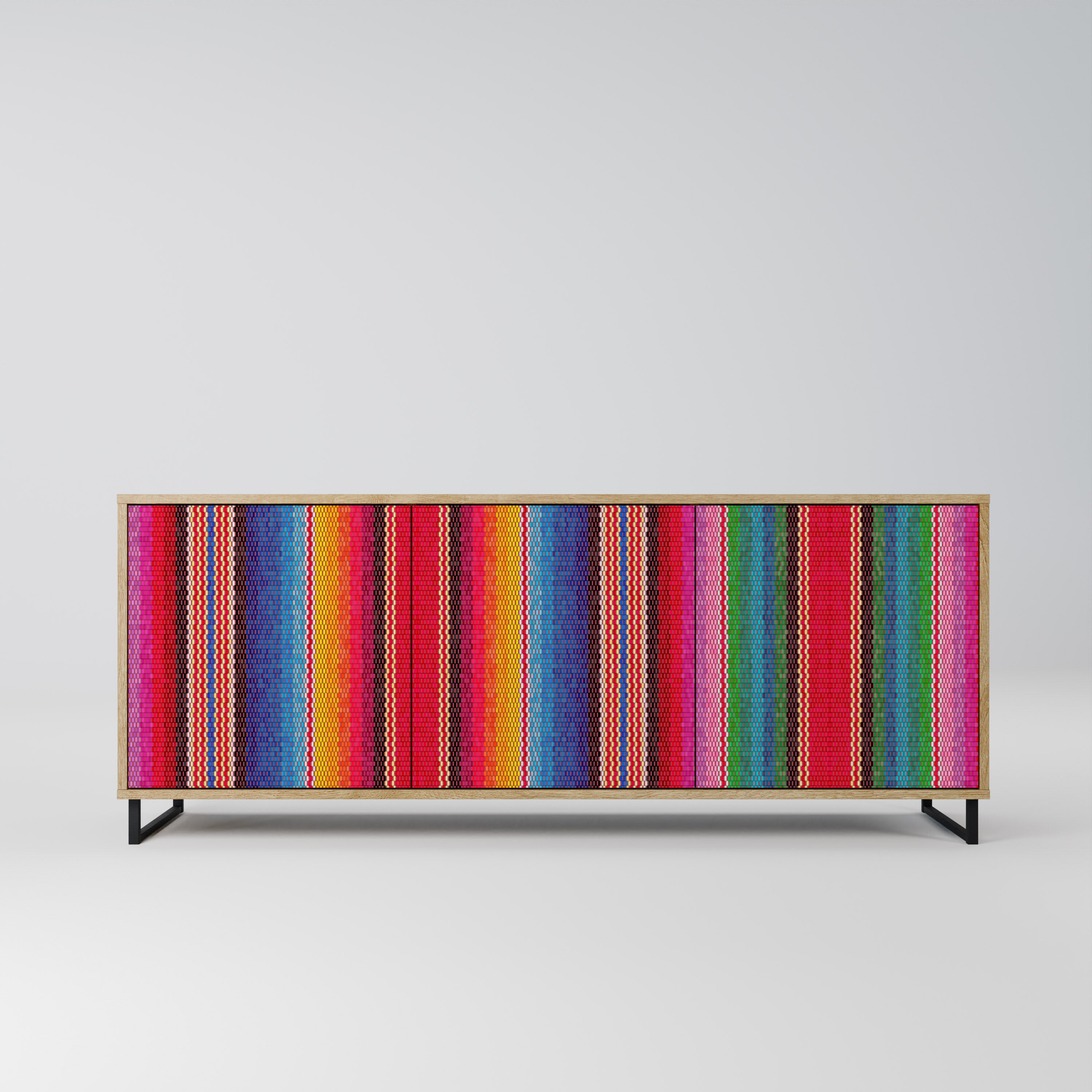 ETHNIC MEXICAN 3-Door Sideboard in Oak Effect