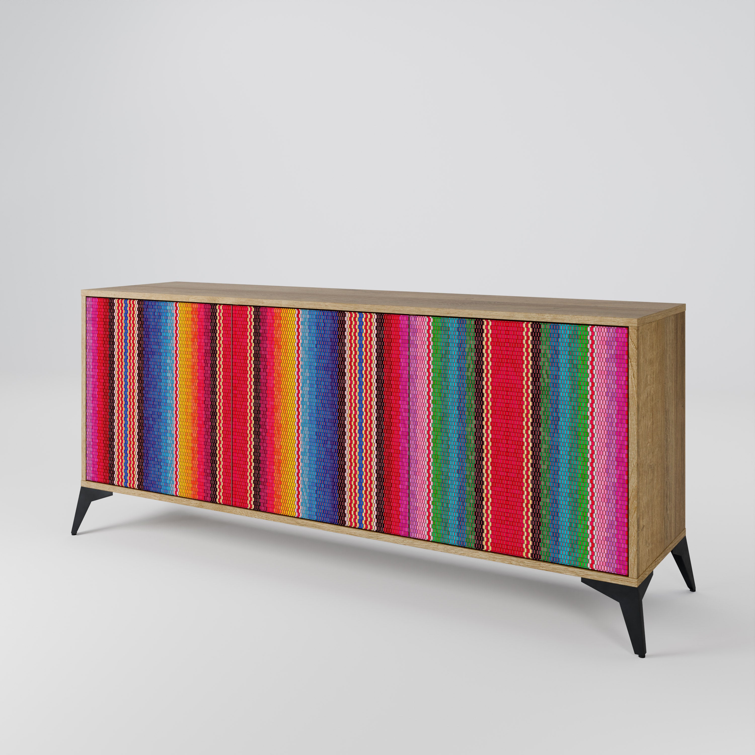 ETHNIC MEXICAN 3-Door Sideboard in Oak Effect