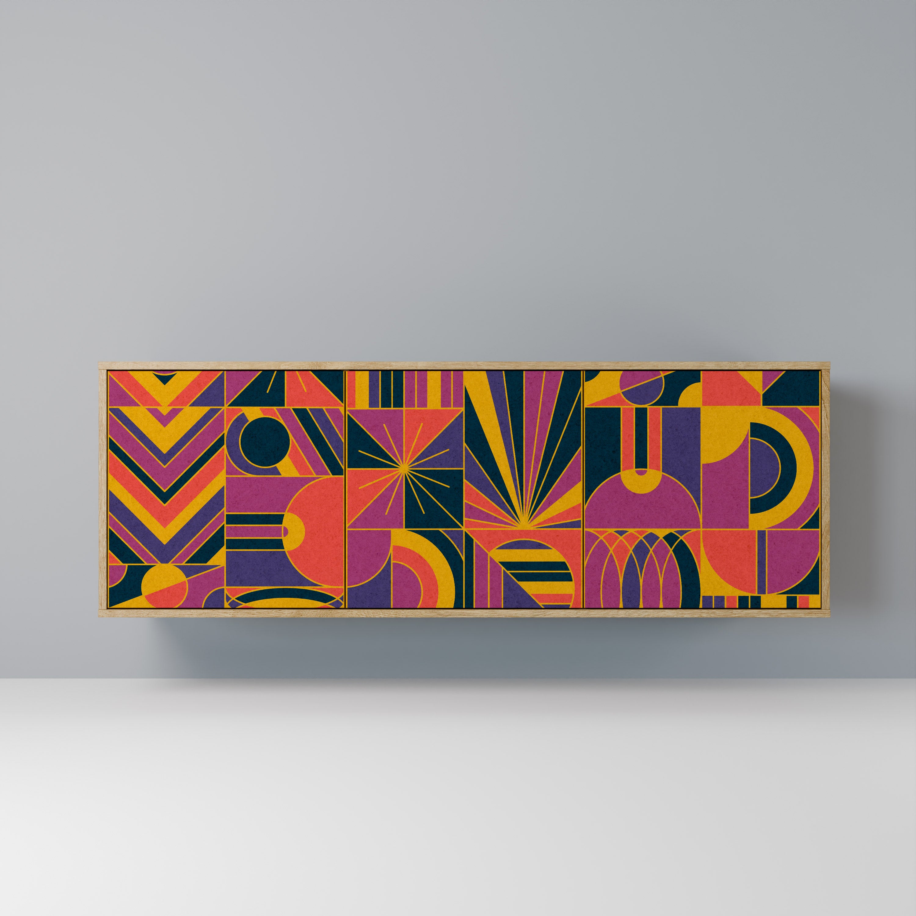 ELECTRIC PATTERNS 3-Door Sideboard in Oak Effect