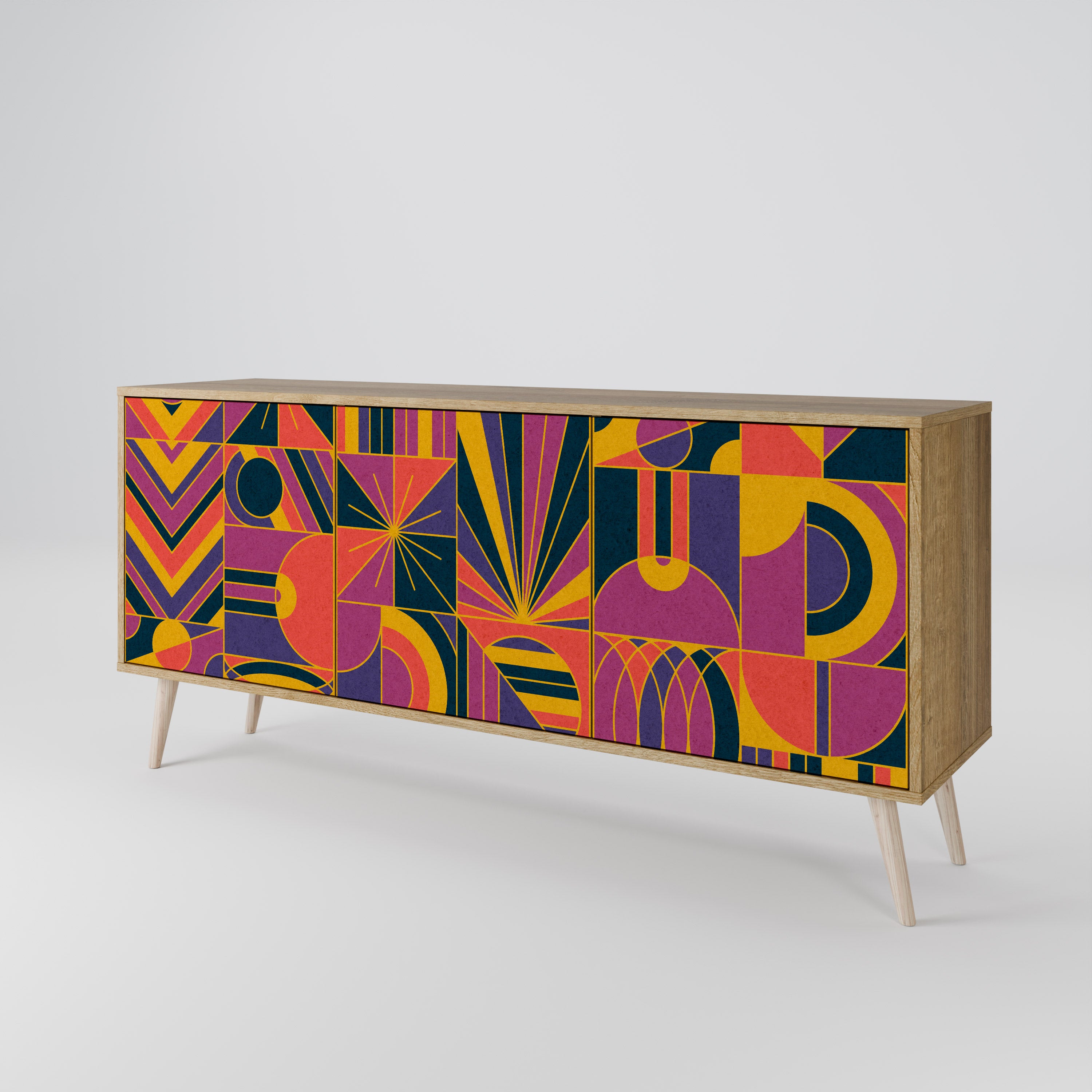 ELECTRIC PATTERNS 3-Door Sideboard in Oak Effect