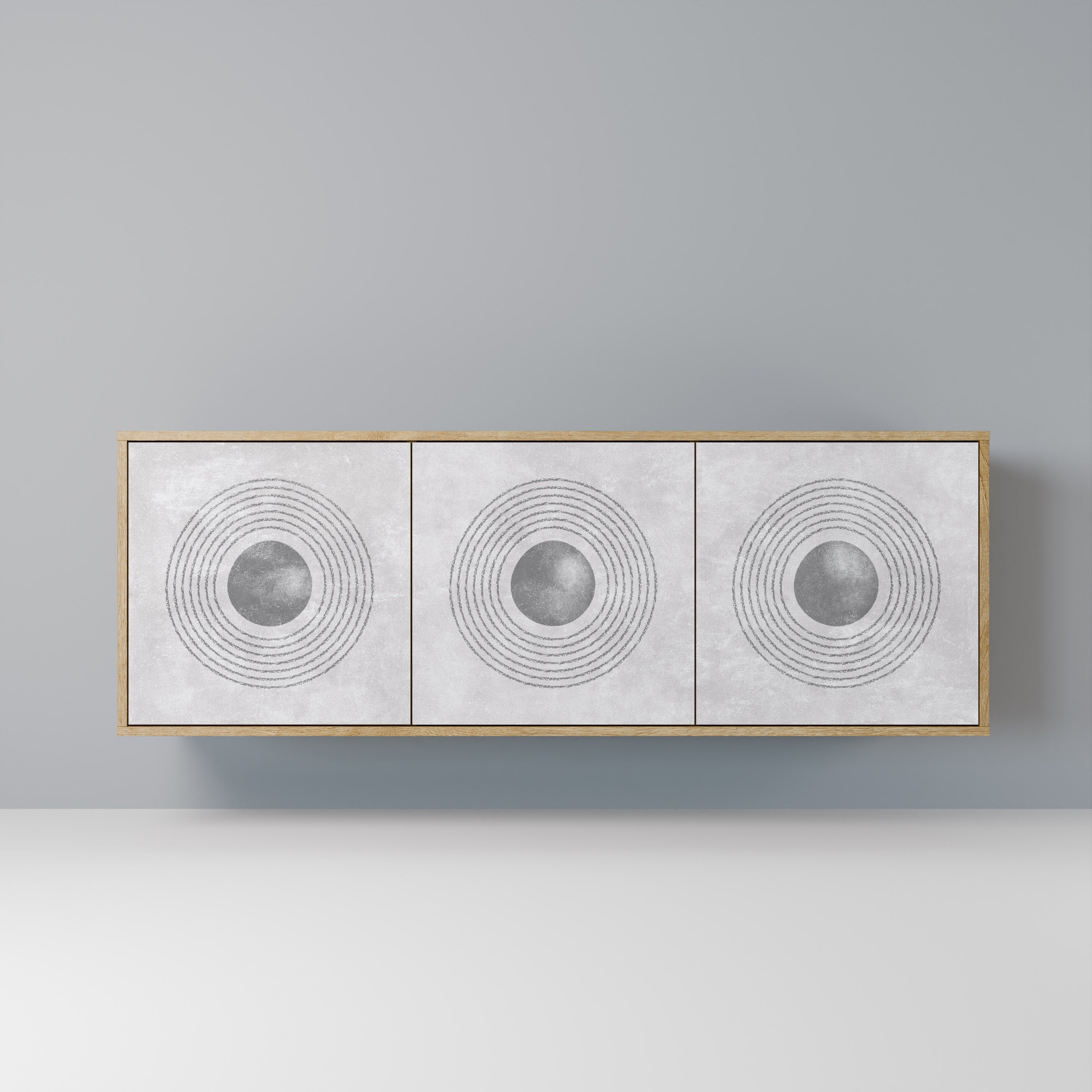 SOLID CIRCLES 3-Door Sideboard in Oak Effect