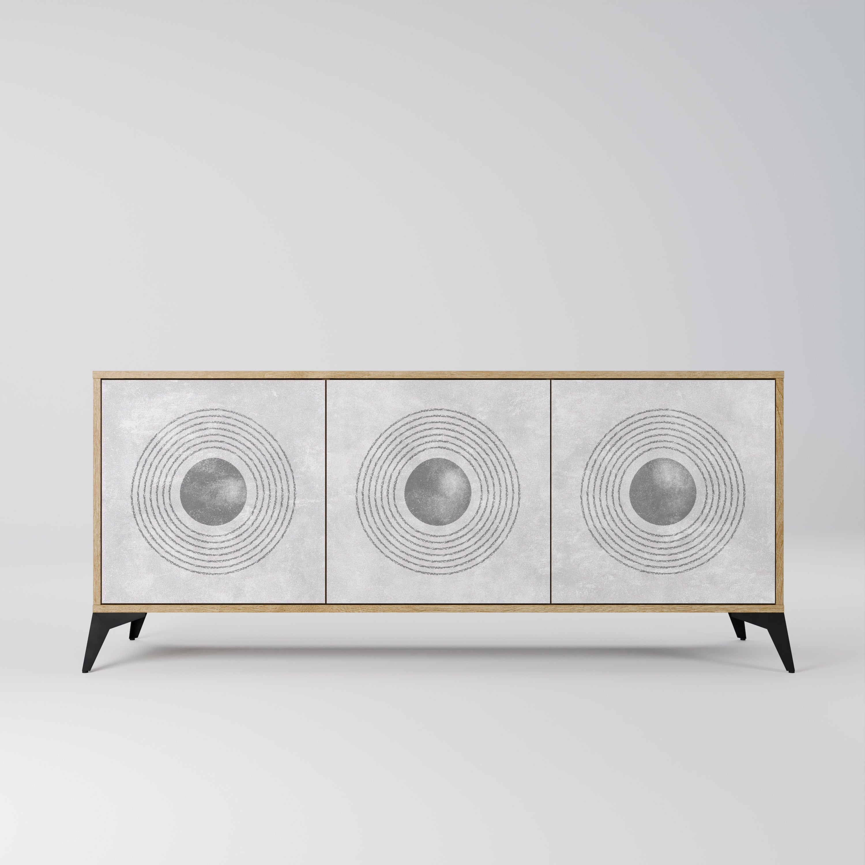 SOLID CIRCLES 3-Door Sideboard in Oak Effect