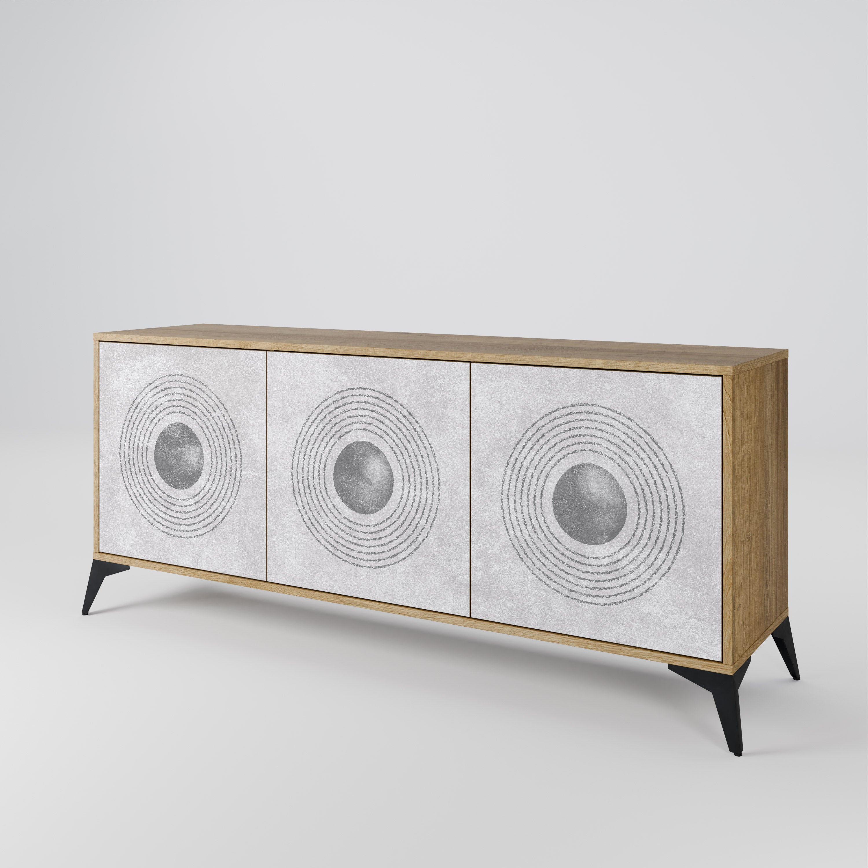 SOLID CIRCLES 3-Door Sideboard in Oak Effect