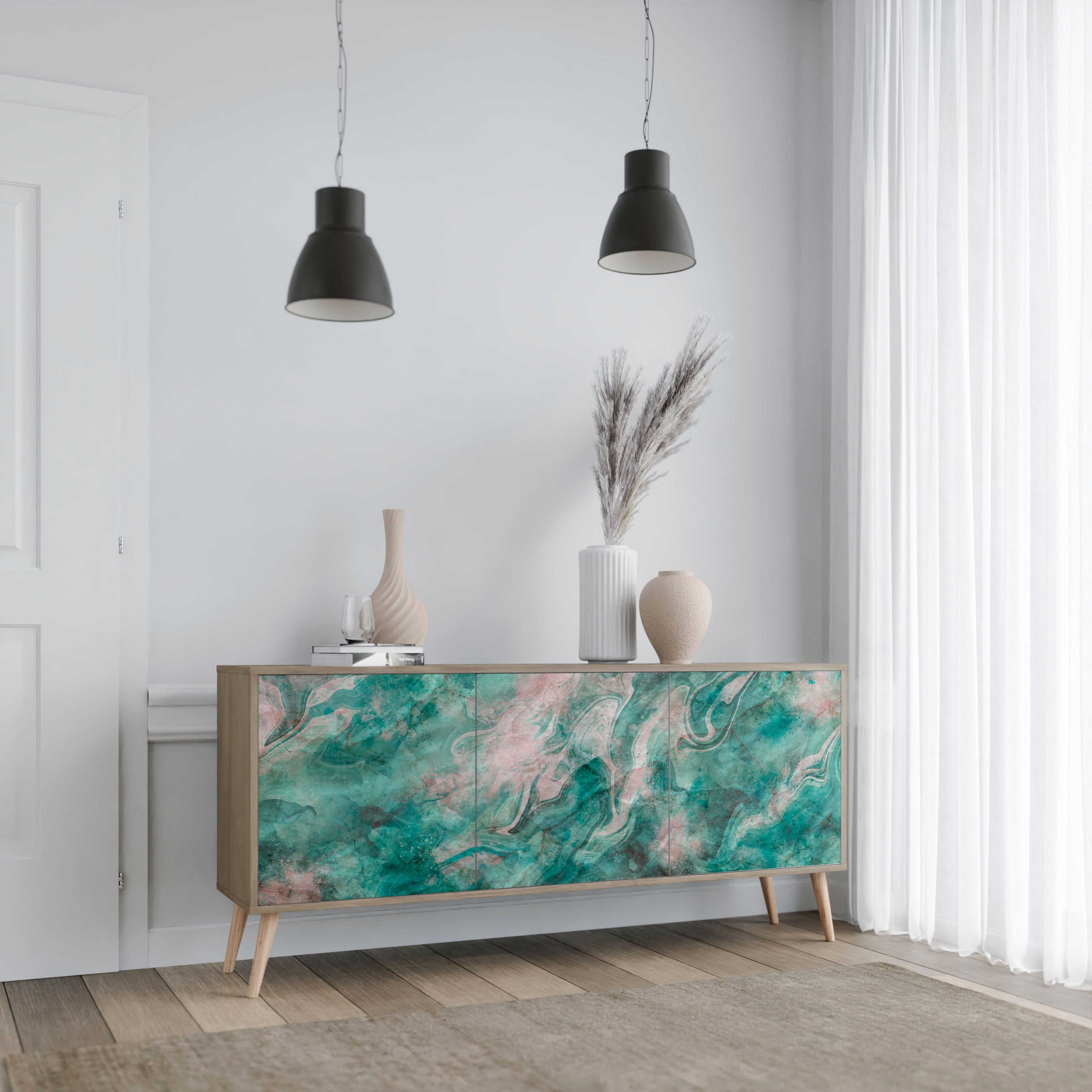 ABSTRACT ALCHEMY 3-Door Sideboard in Oak Effect