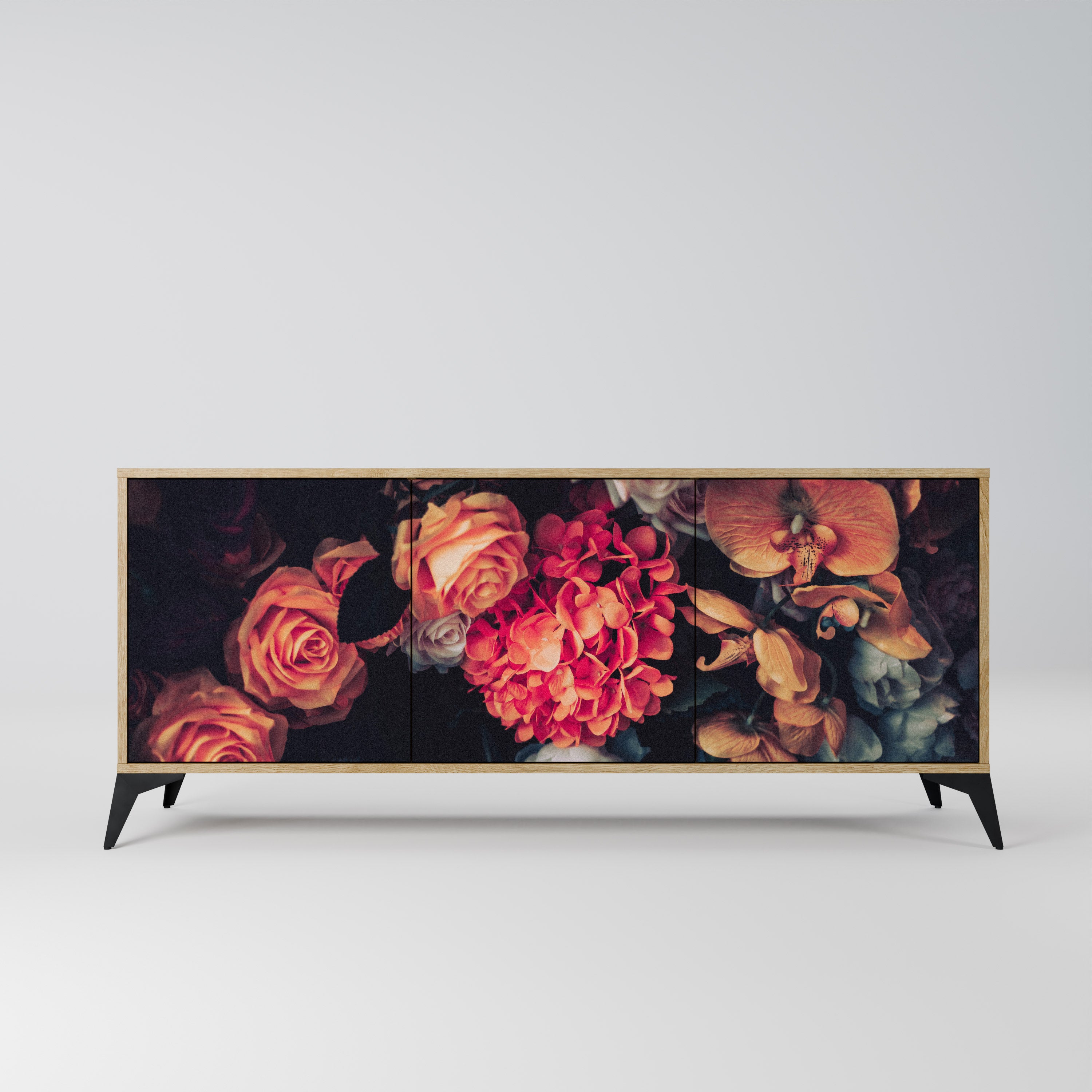 NEVERENDING BLOOM 3-Door Sideboard in Oak Effect