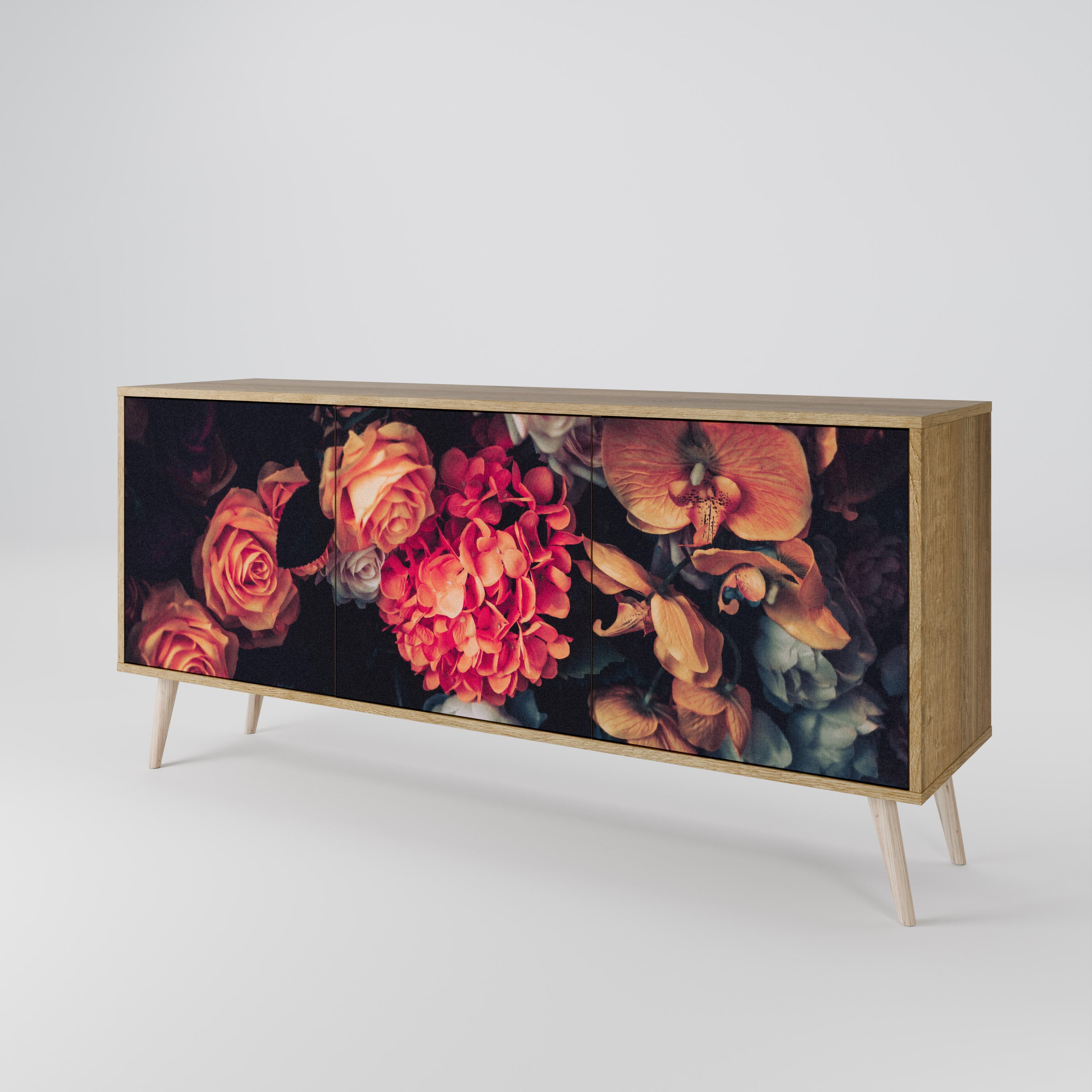 NEVERENDING BLOOM 3-Door Sideboard in Oak Effect