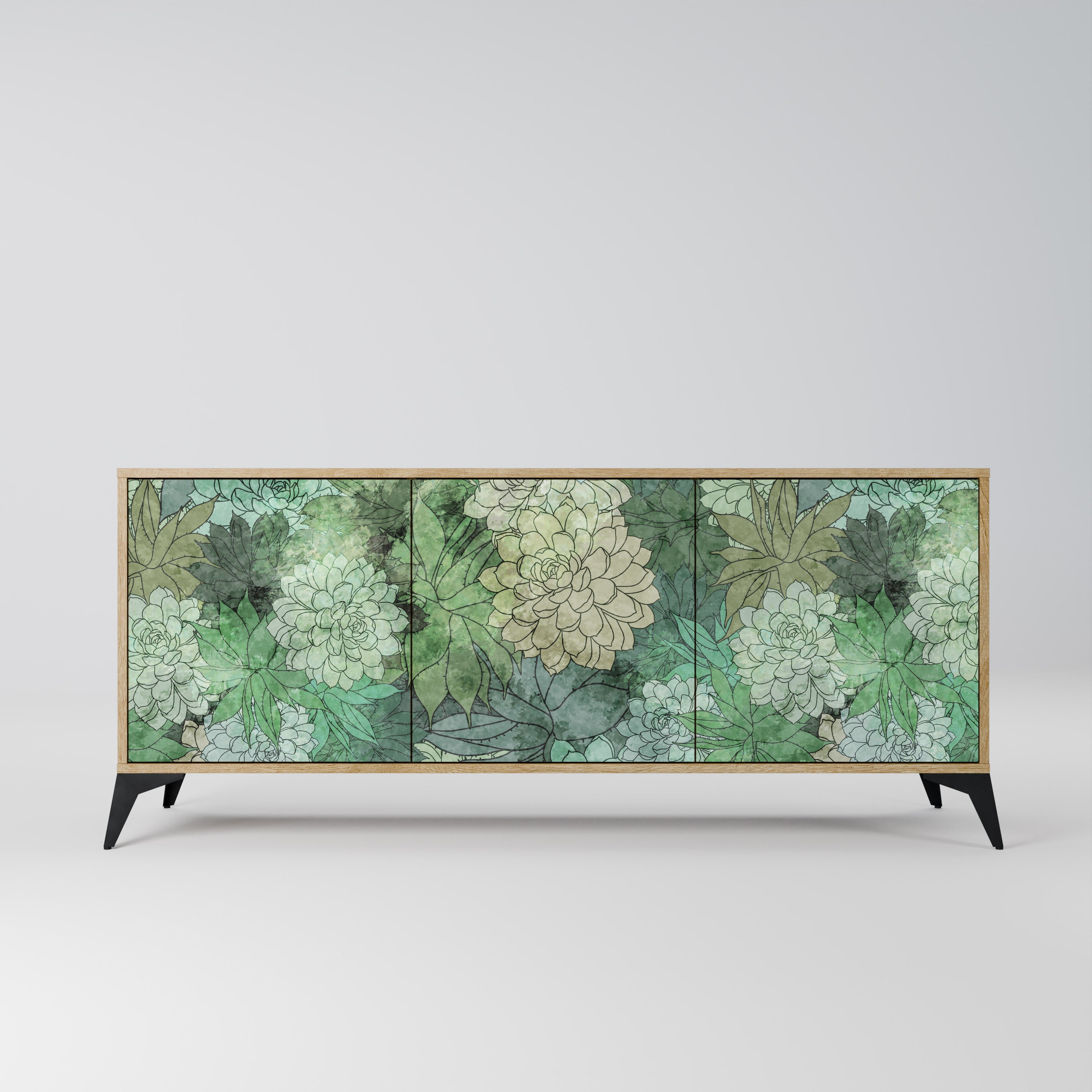 SUCCULENT CLUSTER 3-Door Sideboard in Oak Effect