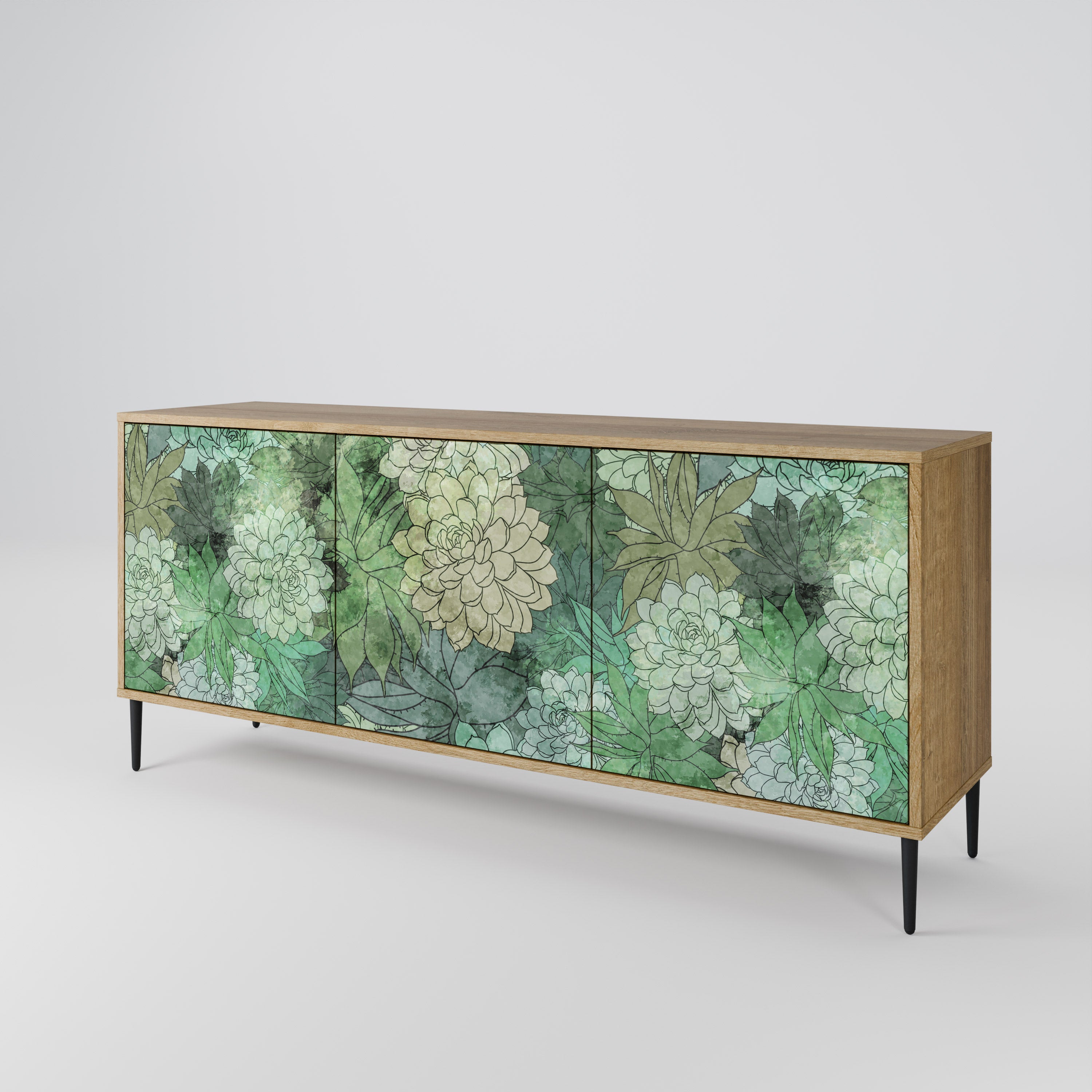 SUCCULENT CLUSTER 3-Door Sideboard in Oak Effect