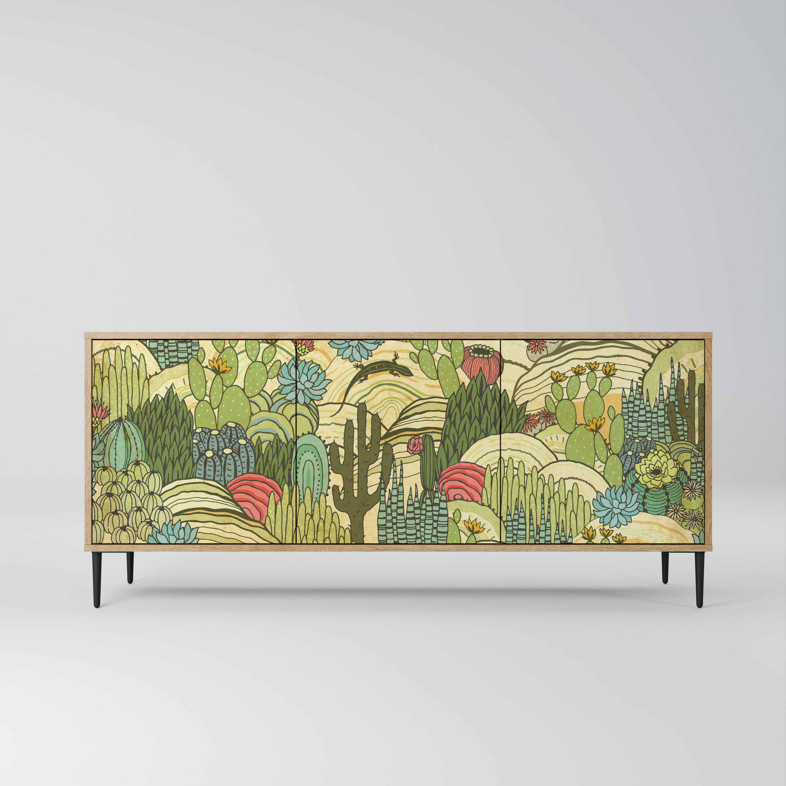 SUCCULENTS KALEIDOSCOPE 3-Door Sideboard in Oak Effect