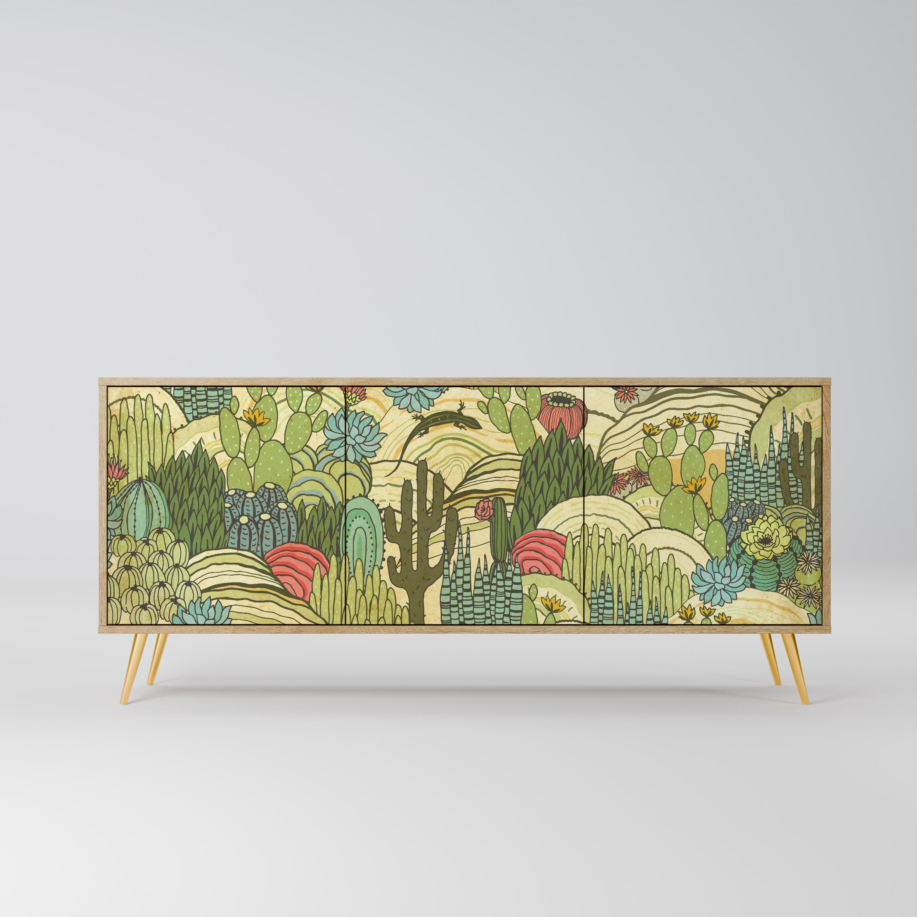 SUCCULENTS KALEIDOSCOPE 3-Door Sideboard in Oak Effect