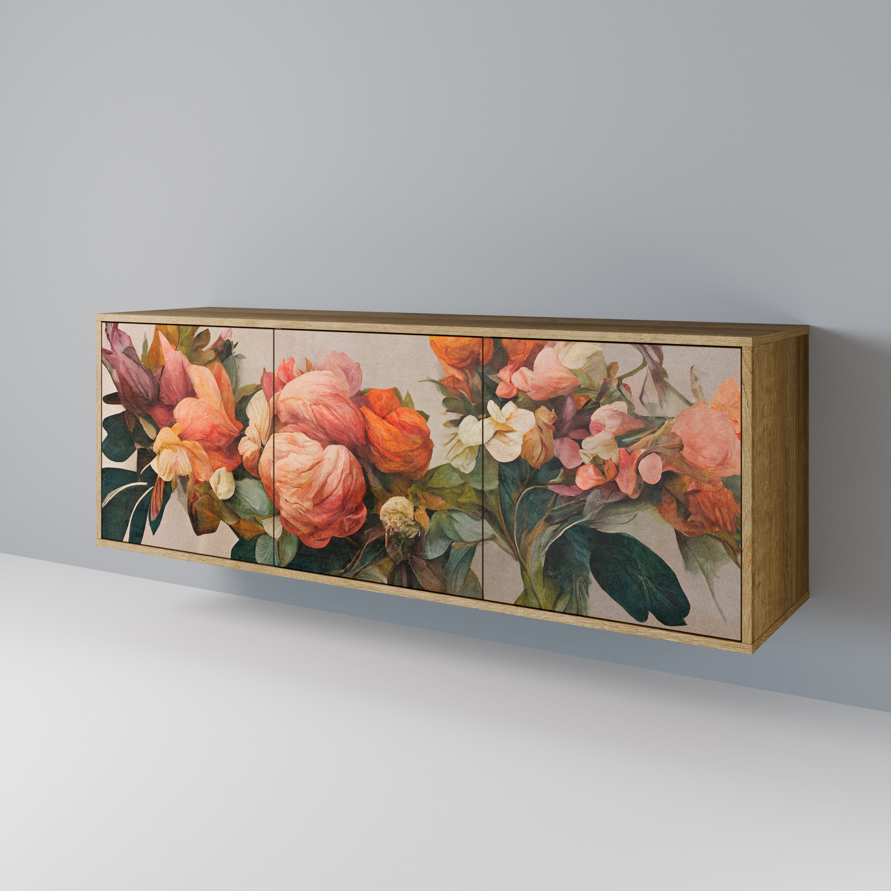 STYLISH BEAUTY 3-Door Sideboard in Oak Effect