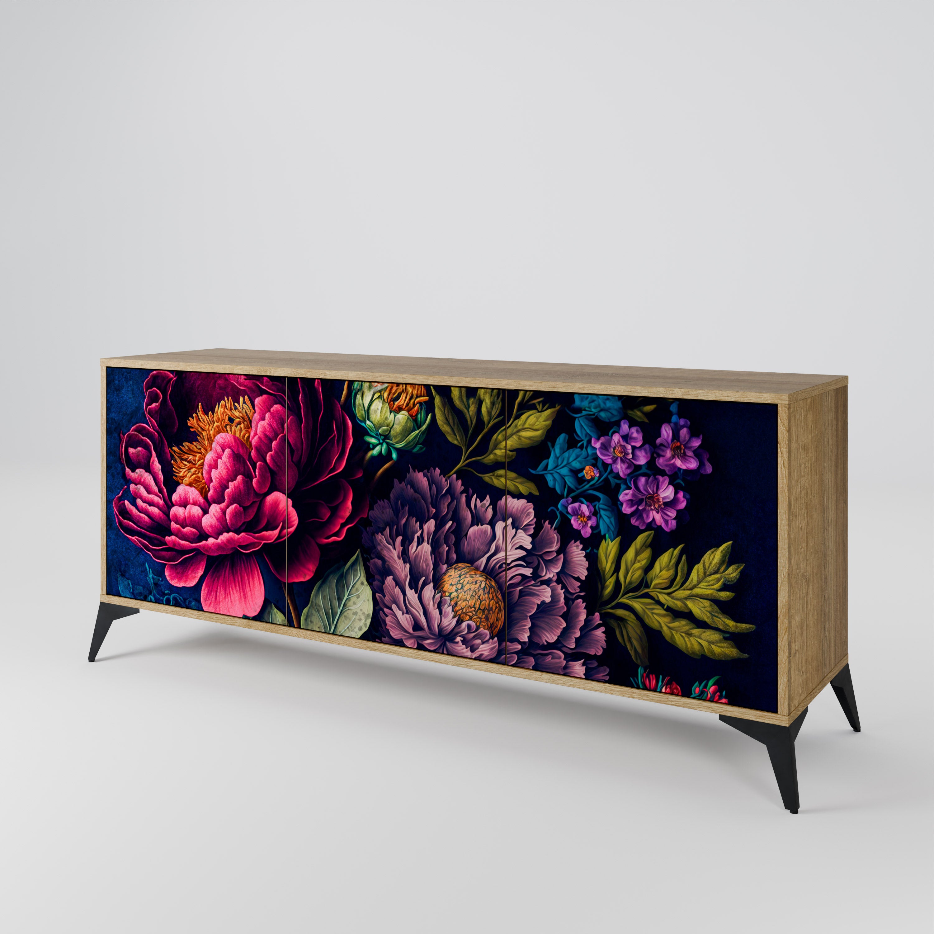 BLOOMING ELEGANCE 3-Door Sideboard in Oak Effect