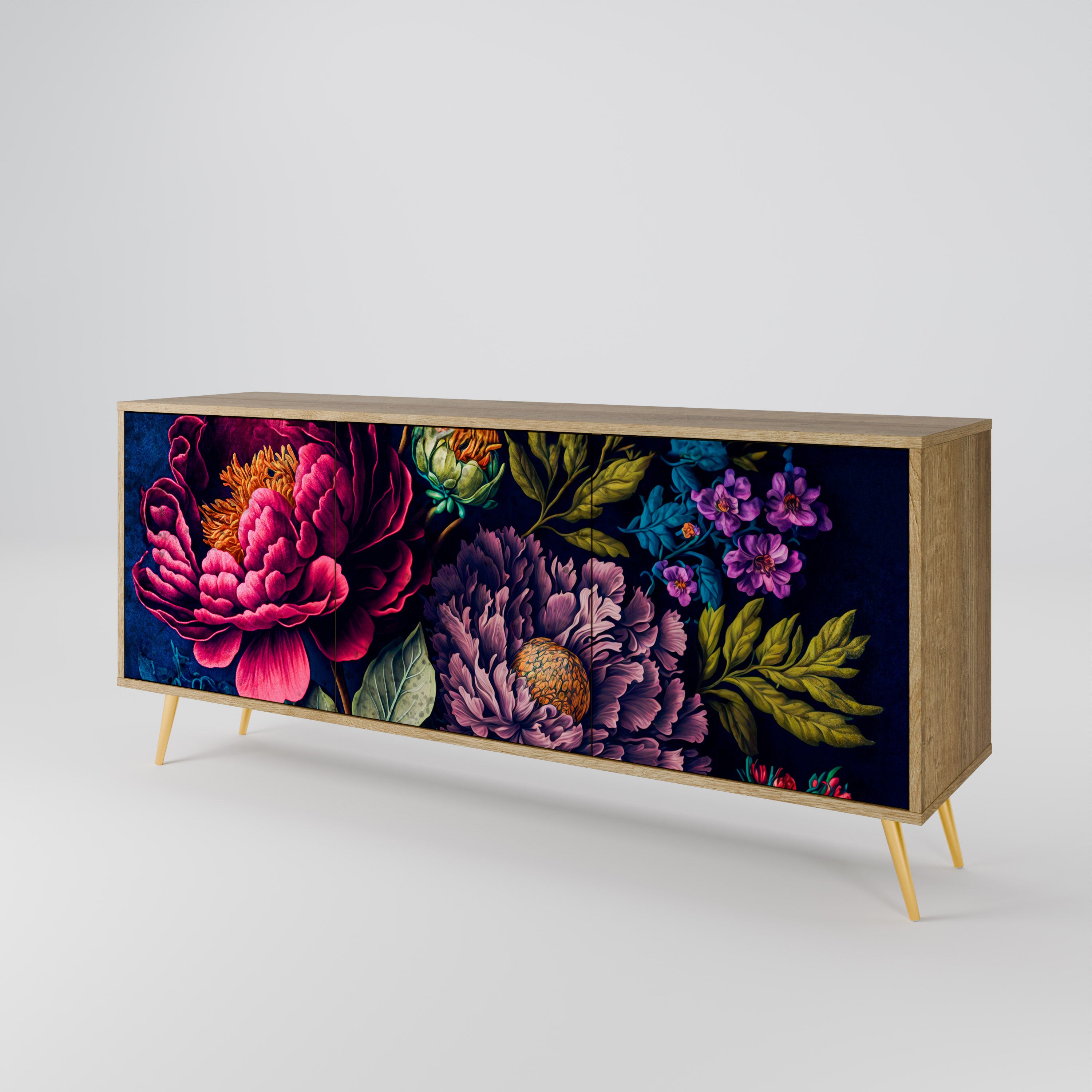 BLOOMING ELEGANCE 3-Door Sideboard in Oak Effect