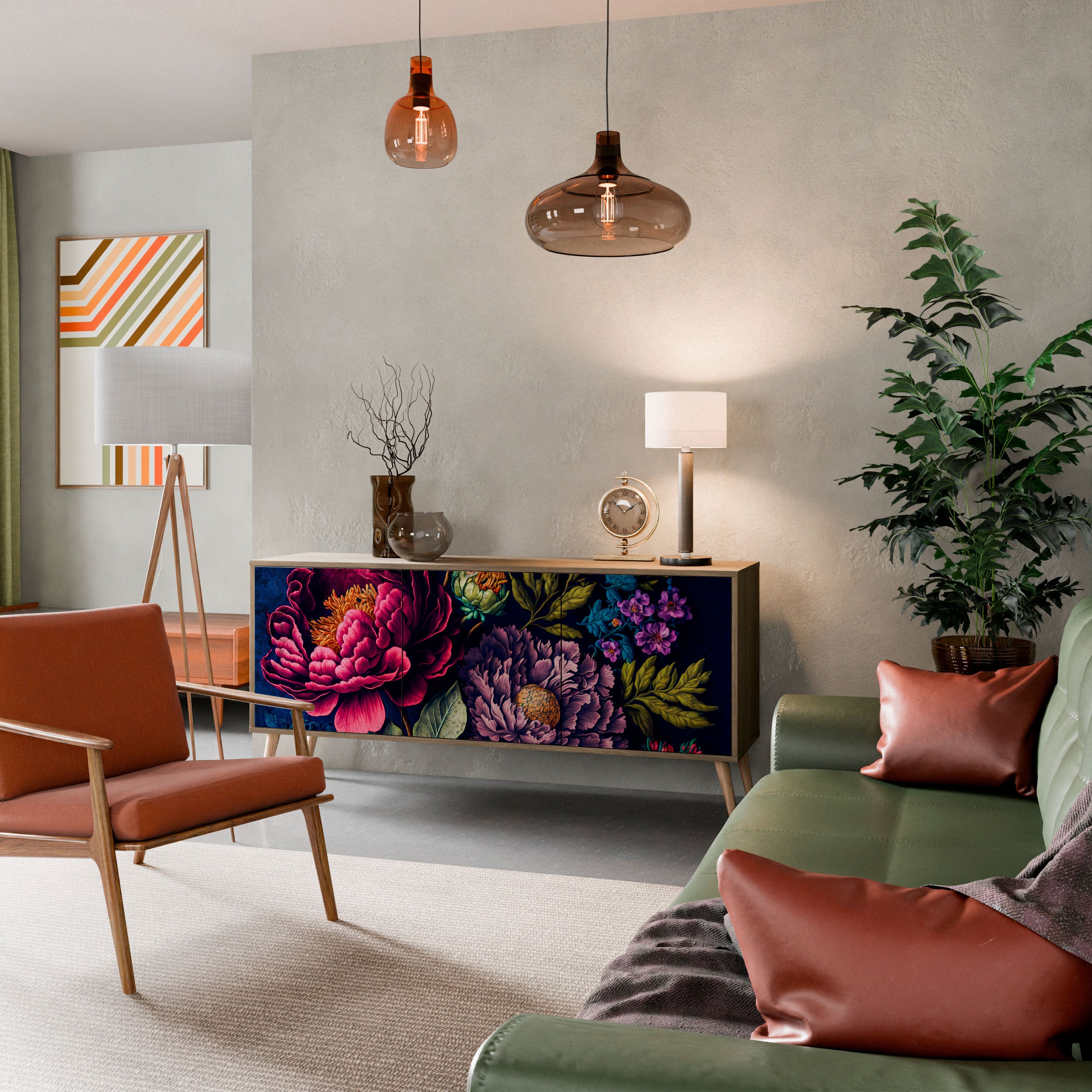 BLOOMING ELEGANCE 3-Door Sideboard in Oak Effect