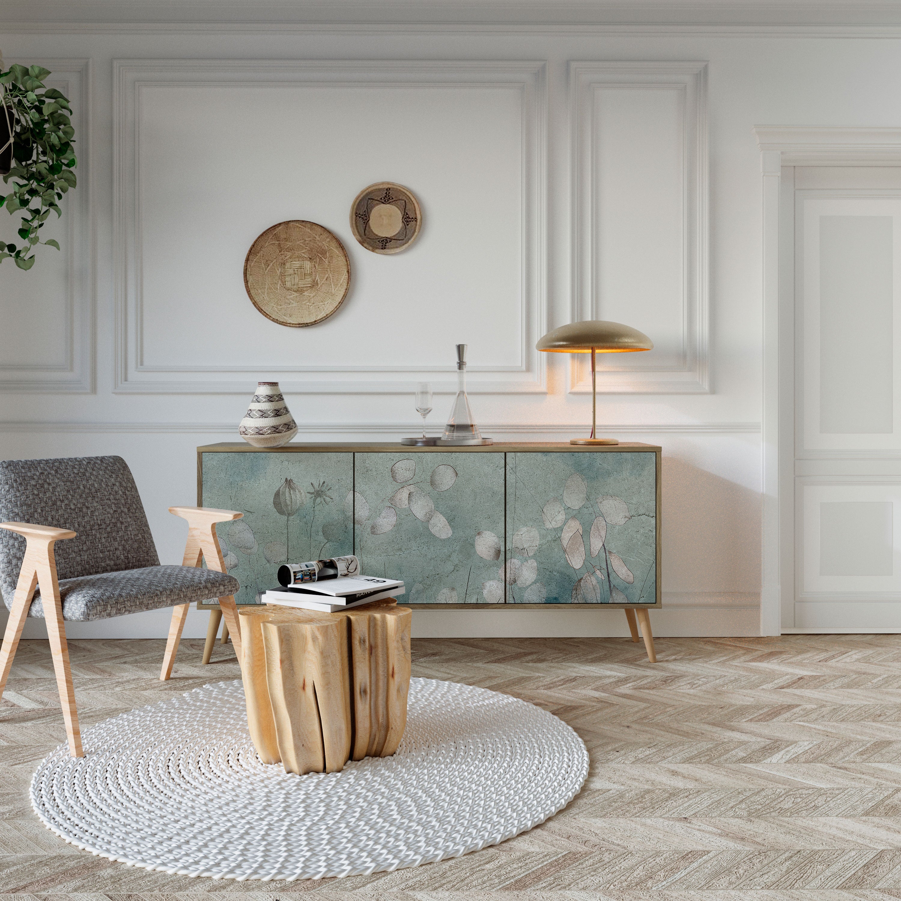 NIGHT LADY 3-Door Sideboard in Oak Effect