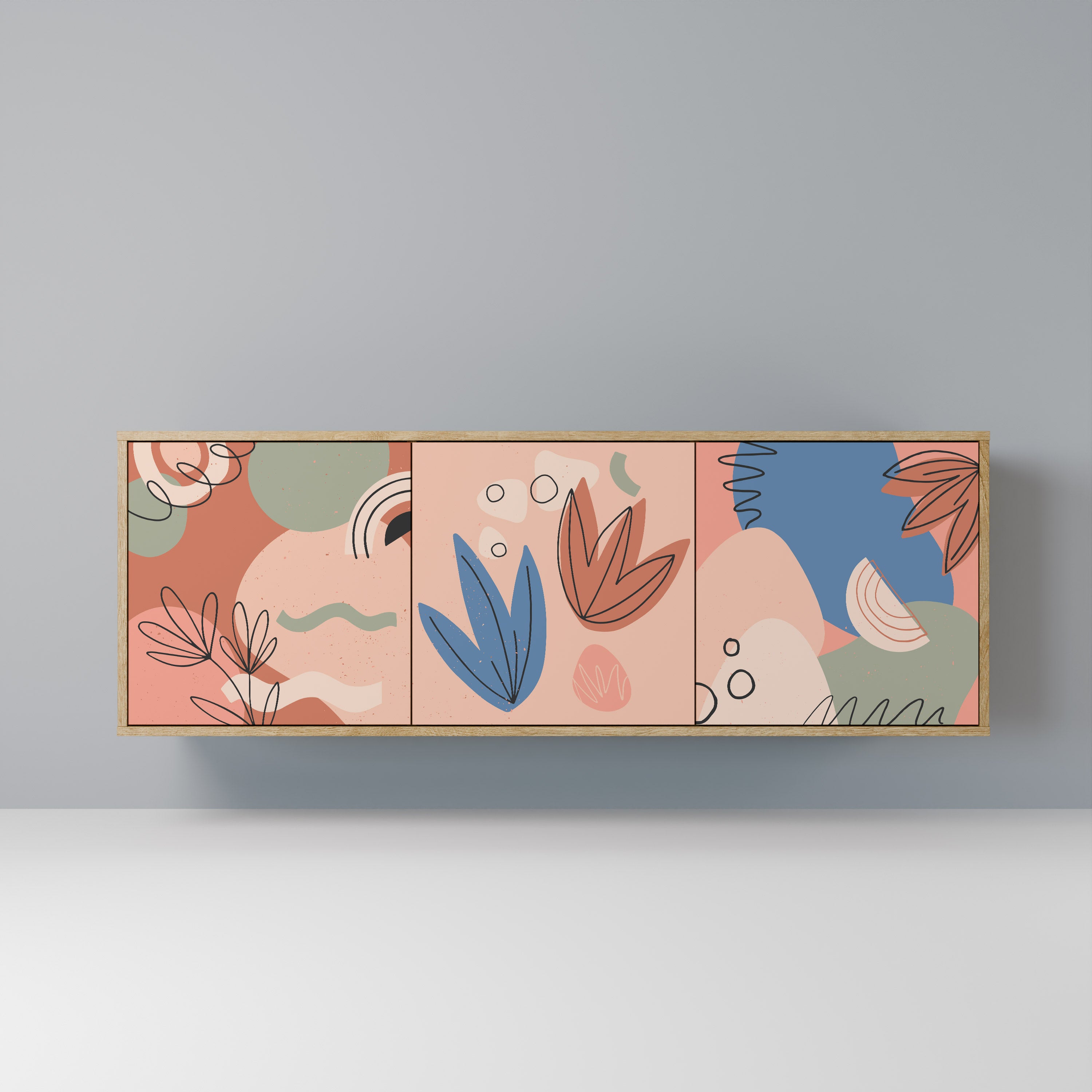 PASTEL DESTINY 3-Door Sideboard in Oak Effect