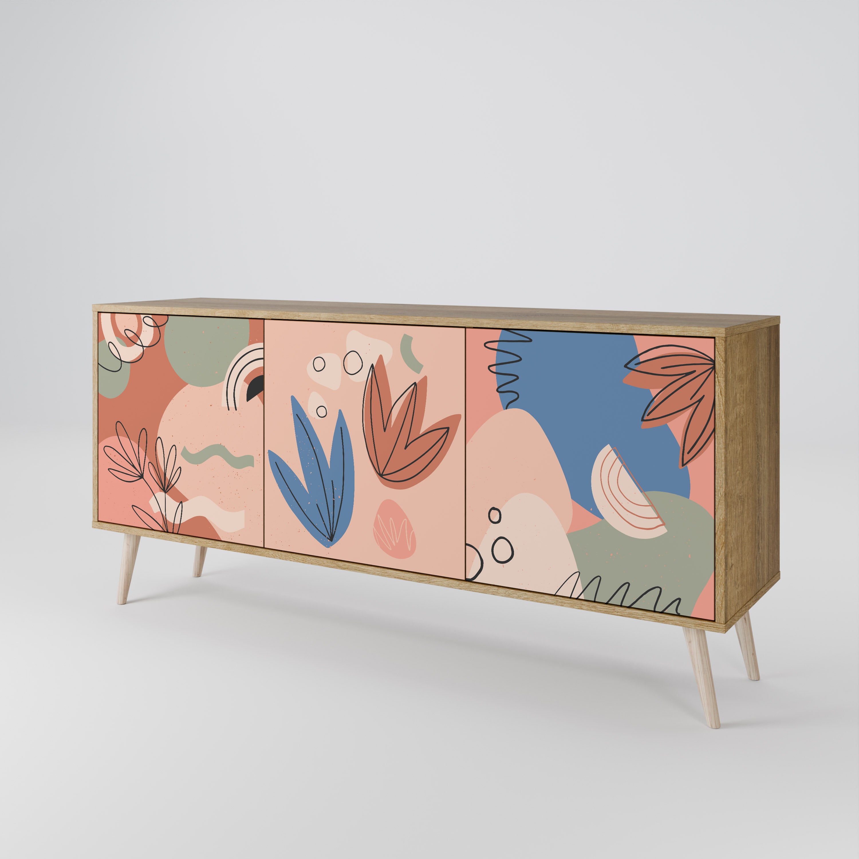 PASTEL DESTINY 3-Door Sideboard in Oak Effect