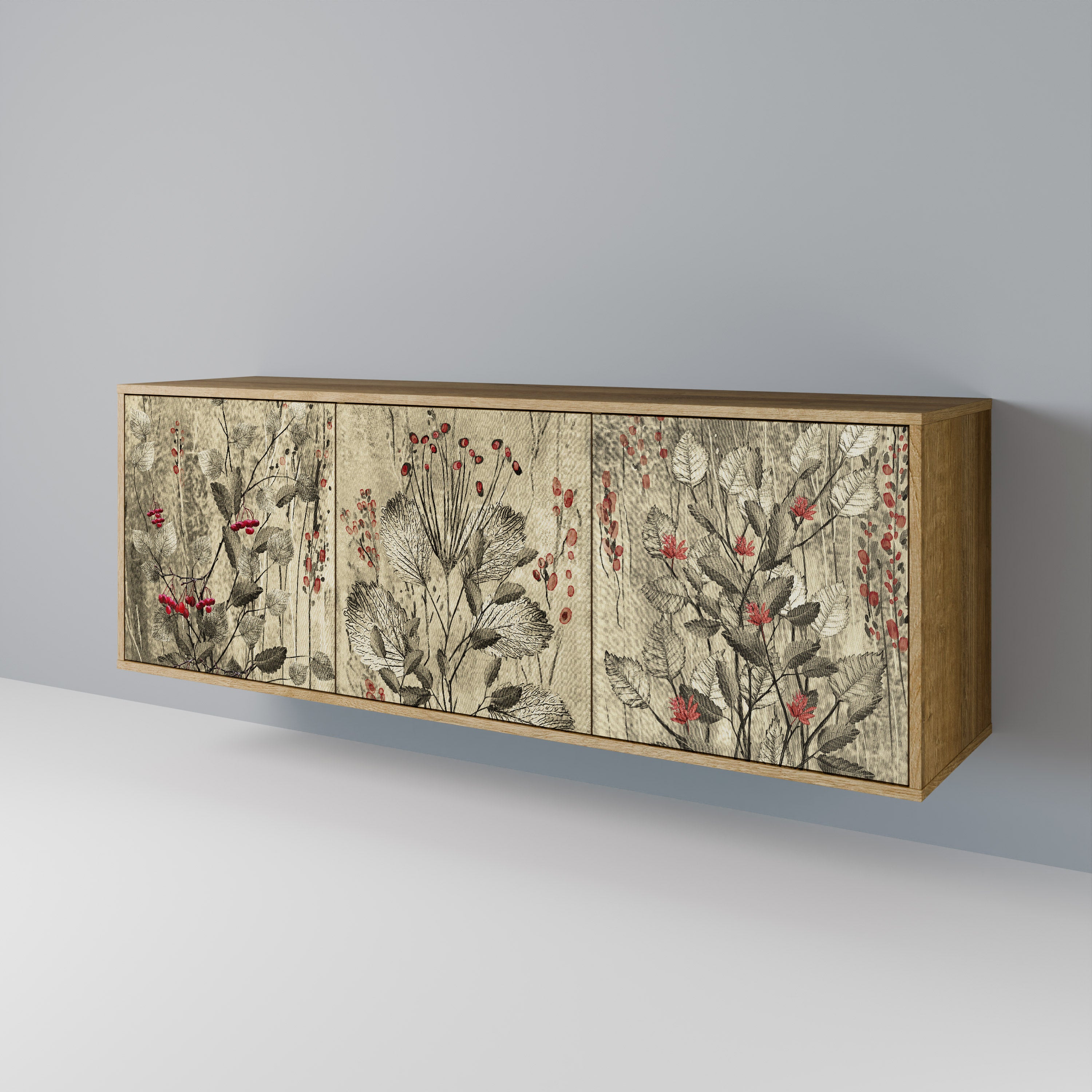 HERBAL GRACE 3-Door Sideboard in Oak Effect