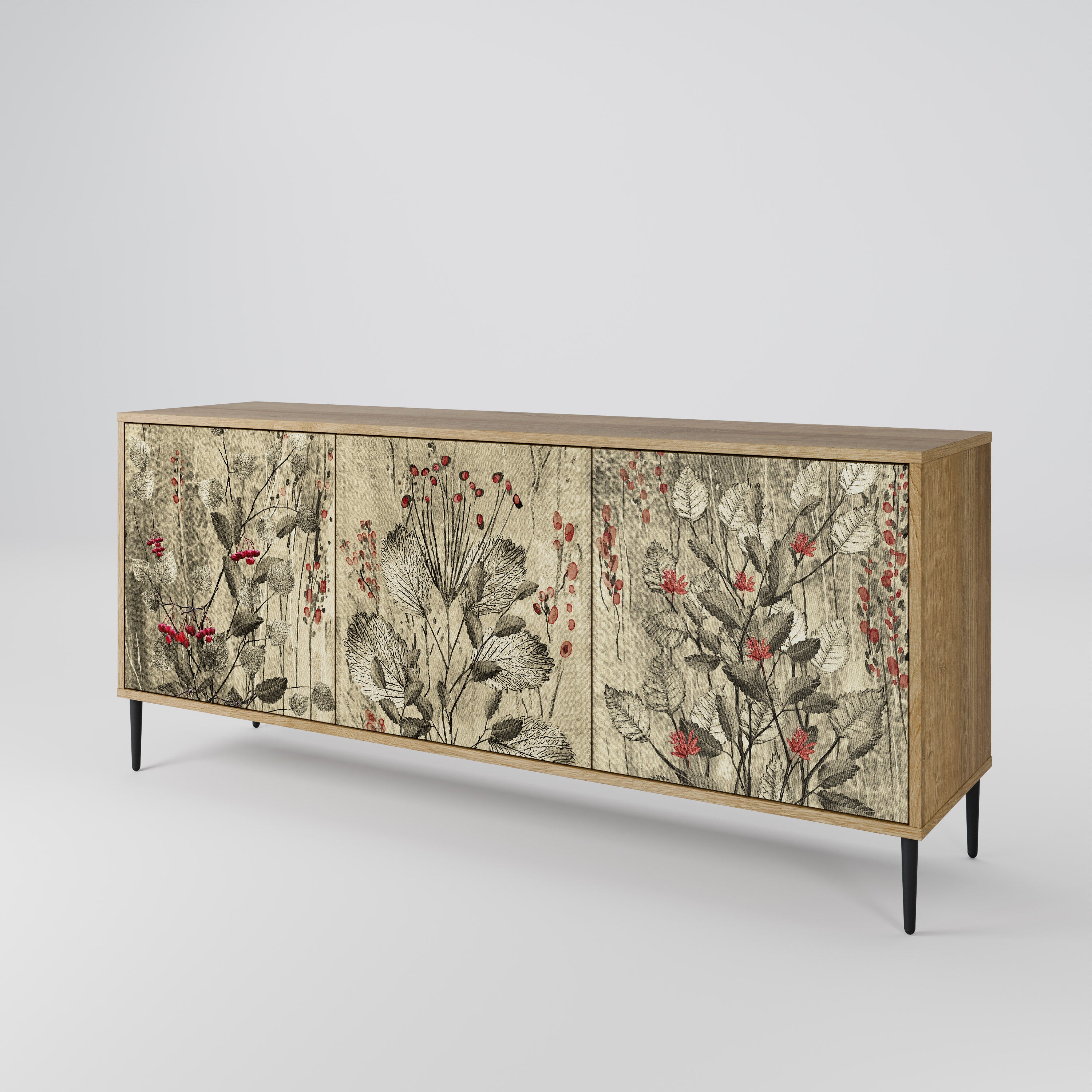 HERBAL GRACE 3-Door Sideboard in Oak Effect