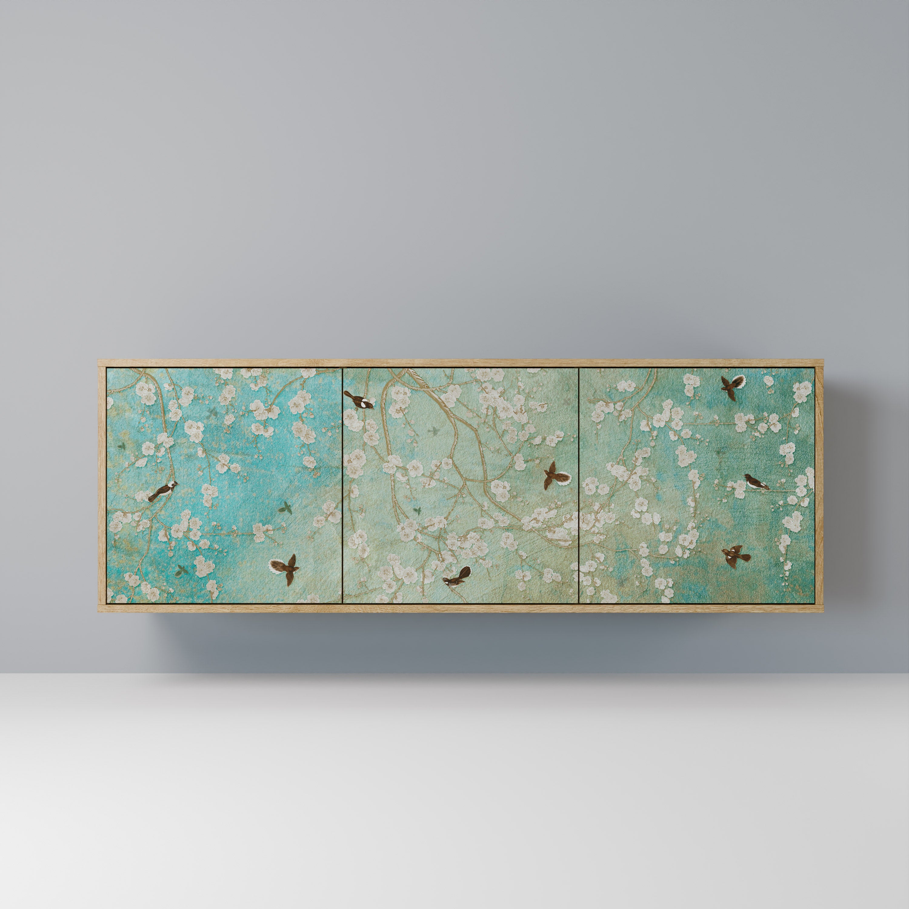 BLOOMING CHARM 3-Door Sideboard in Oak Effect