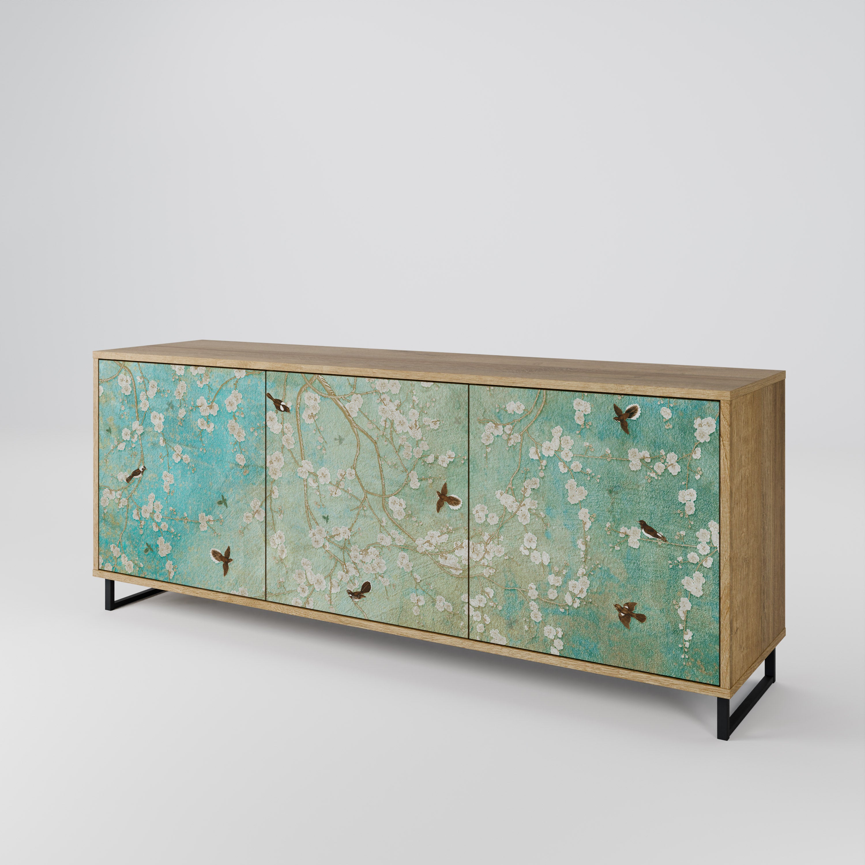 BLOOMING CHARM 3-Door Sideboard in Oak Effect