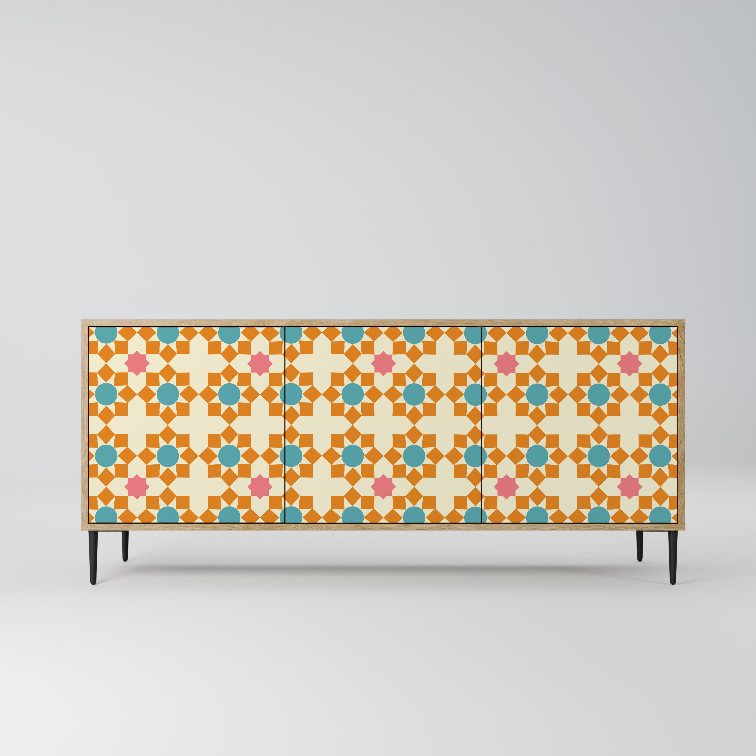 FLORAL DECOR 3-Door Sideboard in Oak Effect