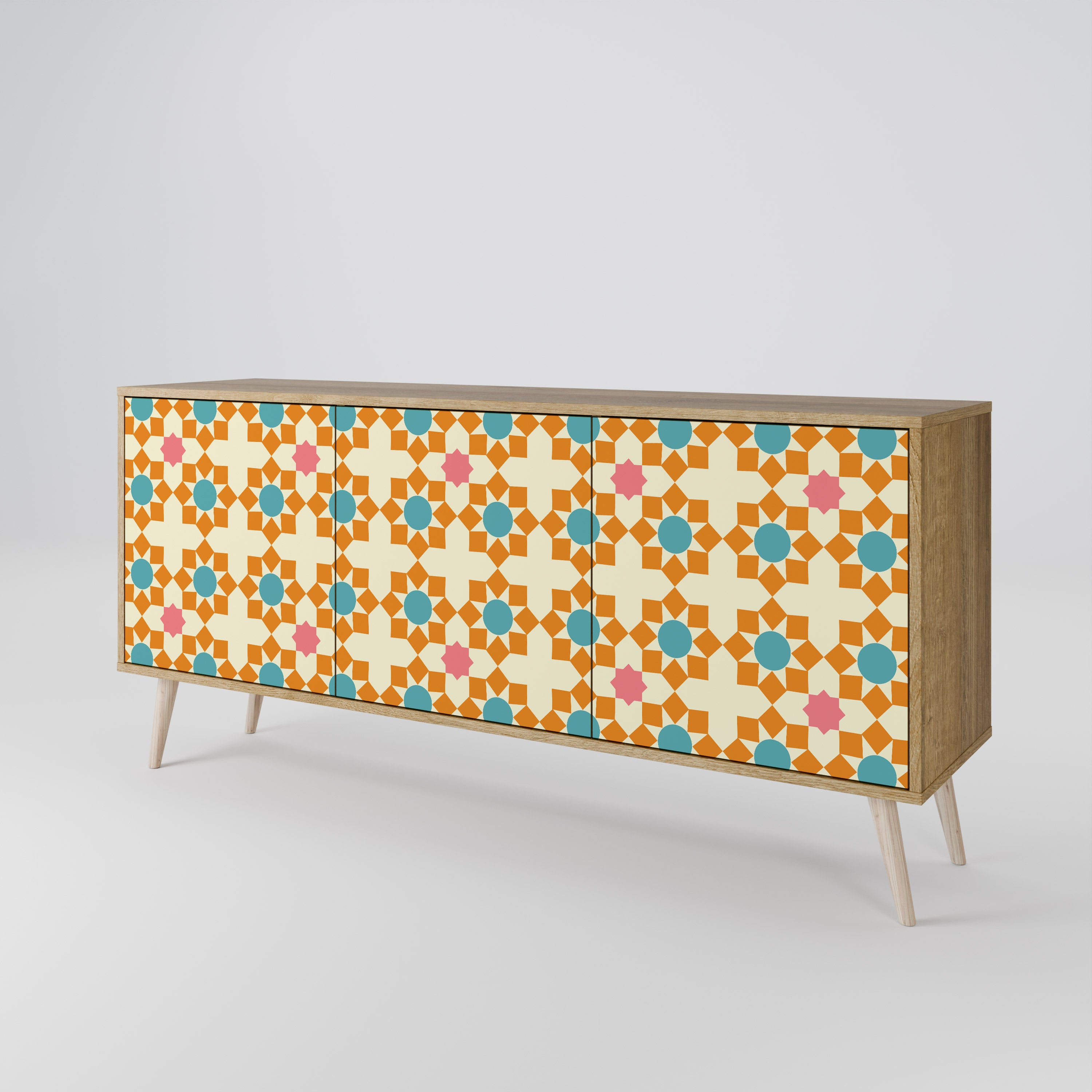 FLORAL DECOR 3-Door Sideboard in Oak Effect