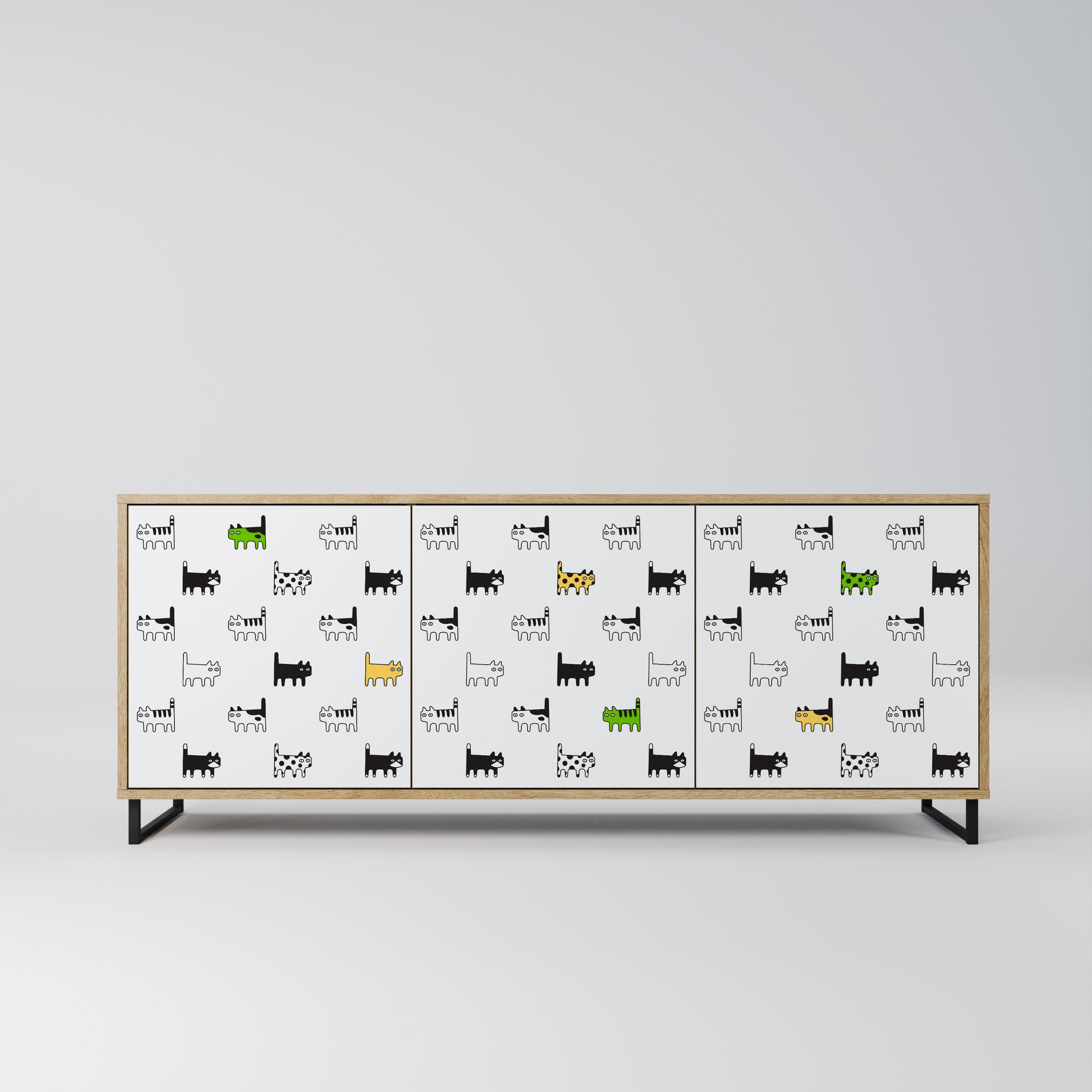 CATS COMPILATION 3-Door Sideboard in Oak Effect