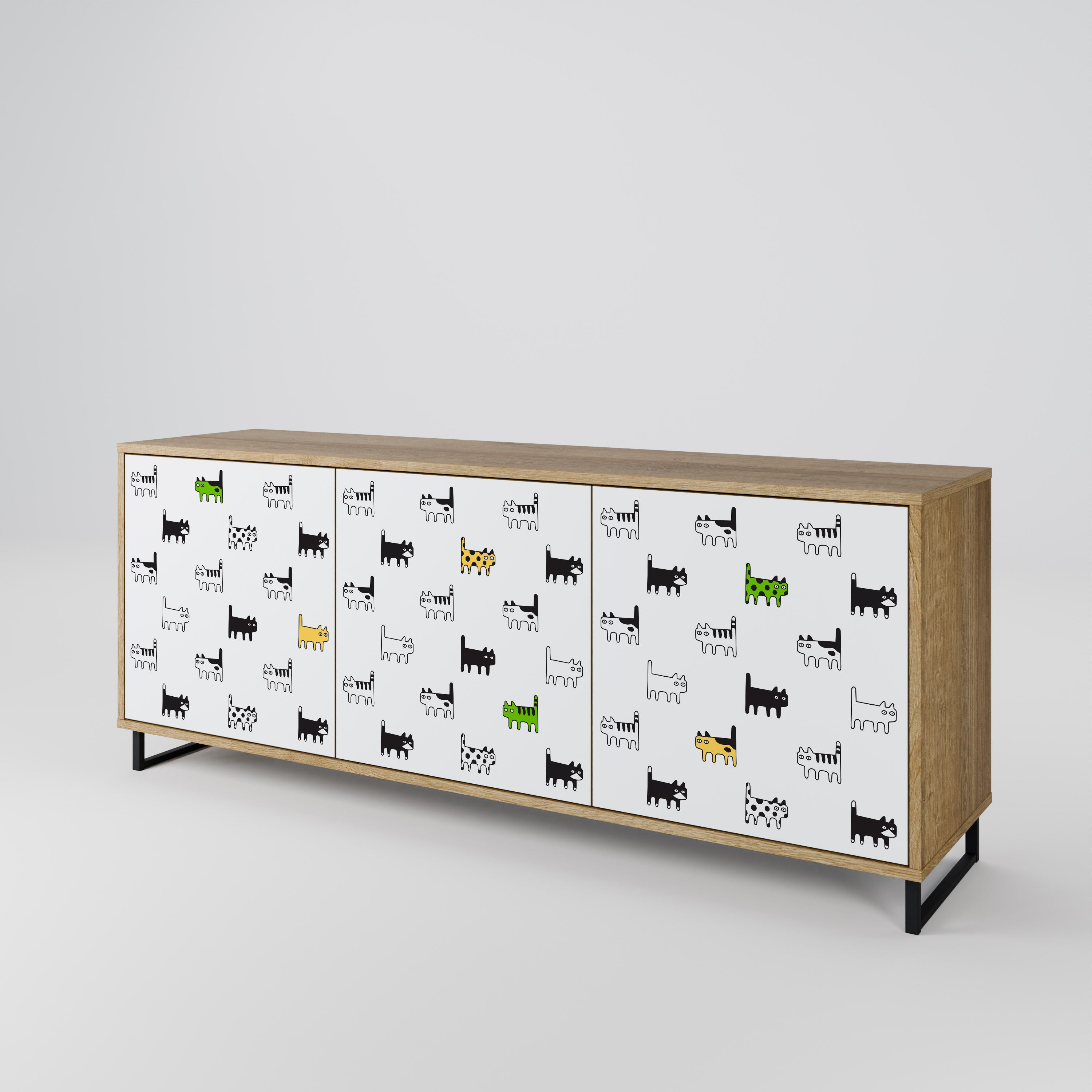 CATS COMPILATION 3-Door Sideboard in Oak Effect