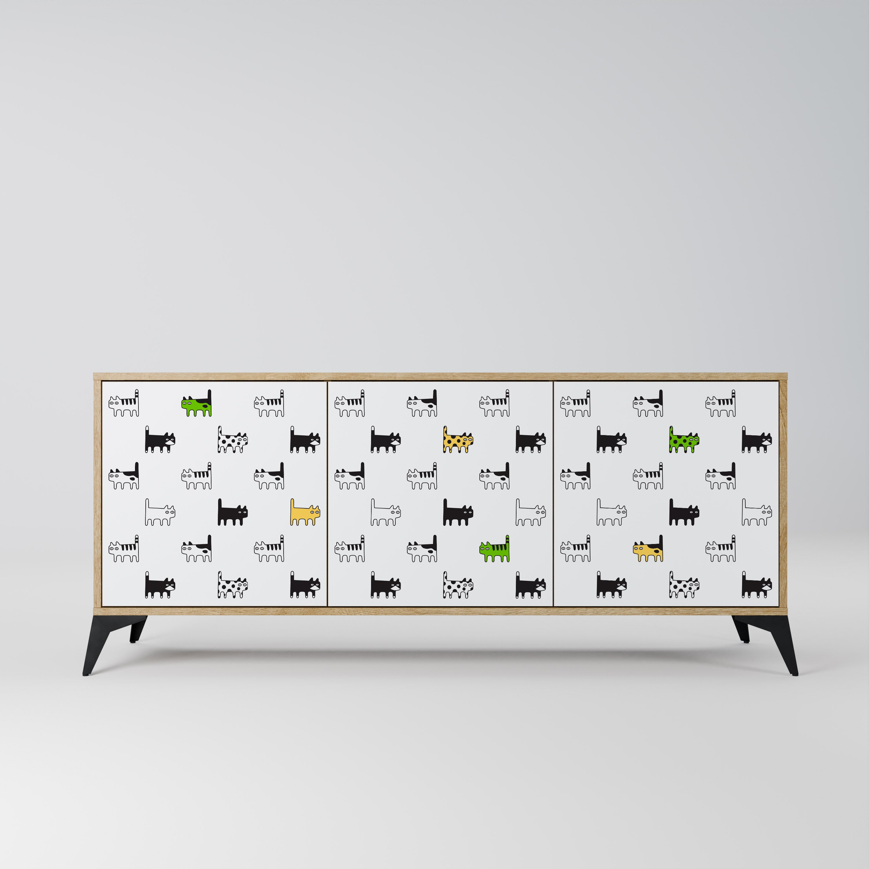 CATS COMPILATION 3-Door Sideboard in Oak Effect