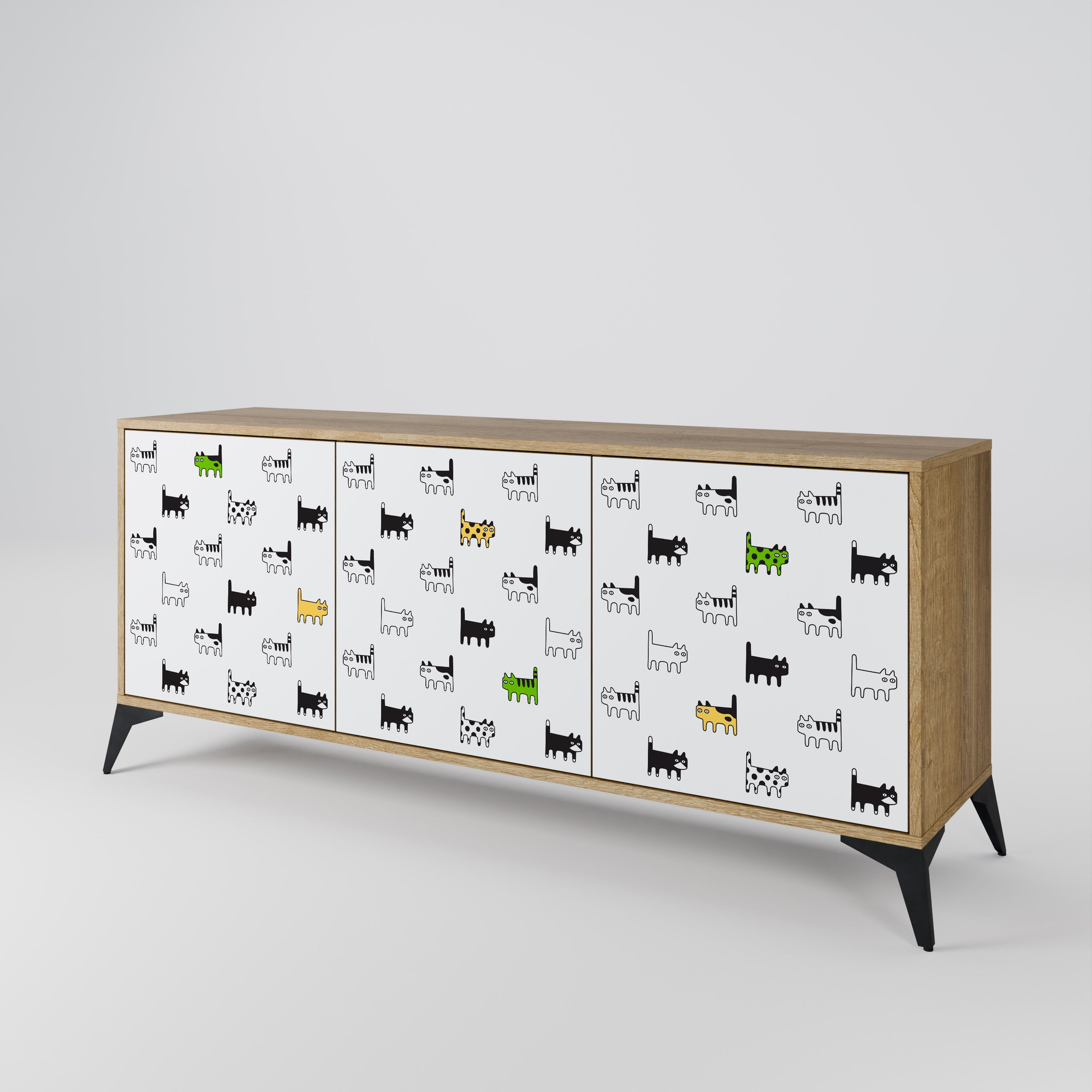 CATS COMPILATION 3-Door Sideboard in Oak Effect