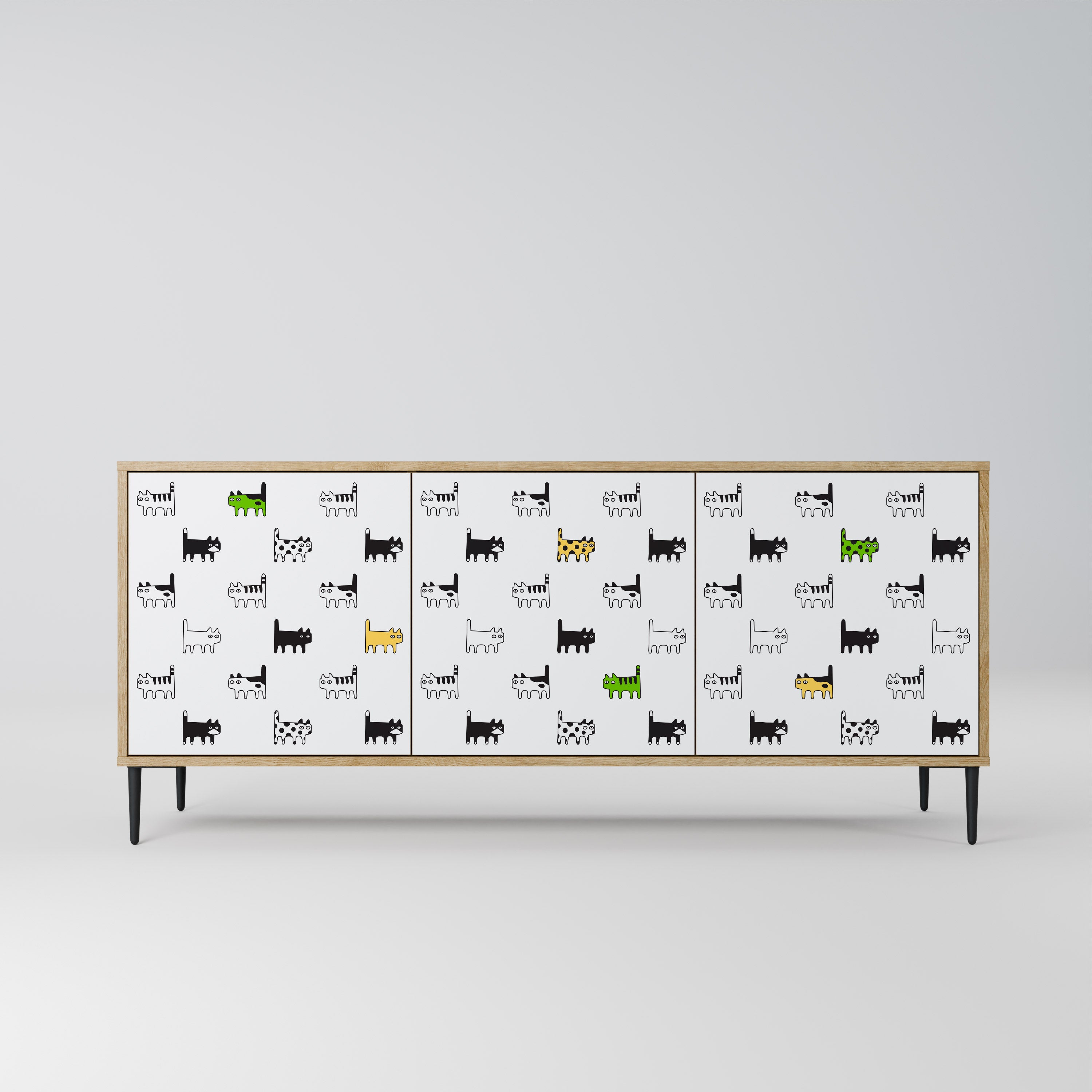 CATS COMPILATION 3-Door Sideboard in Oak Effect